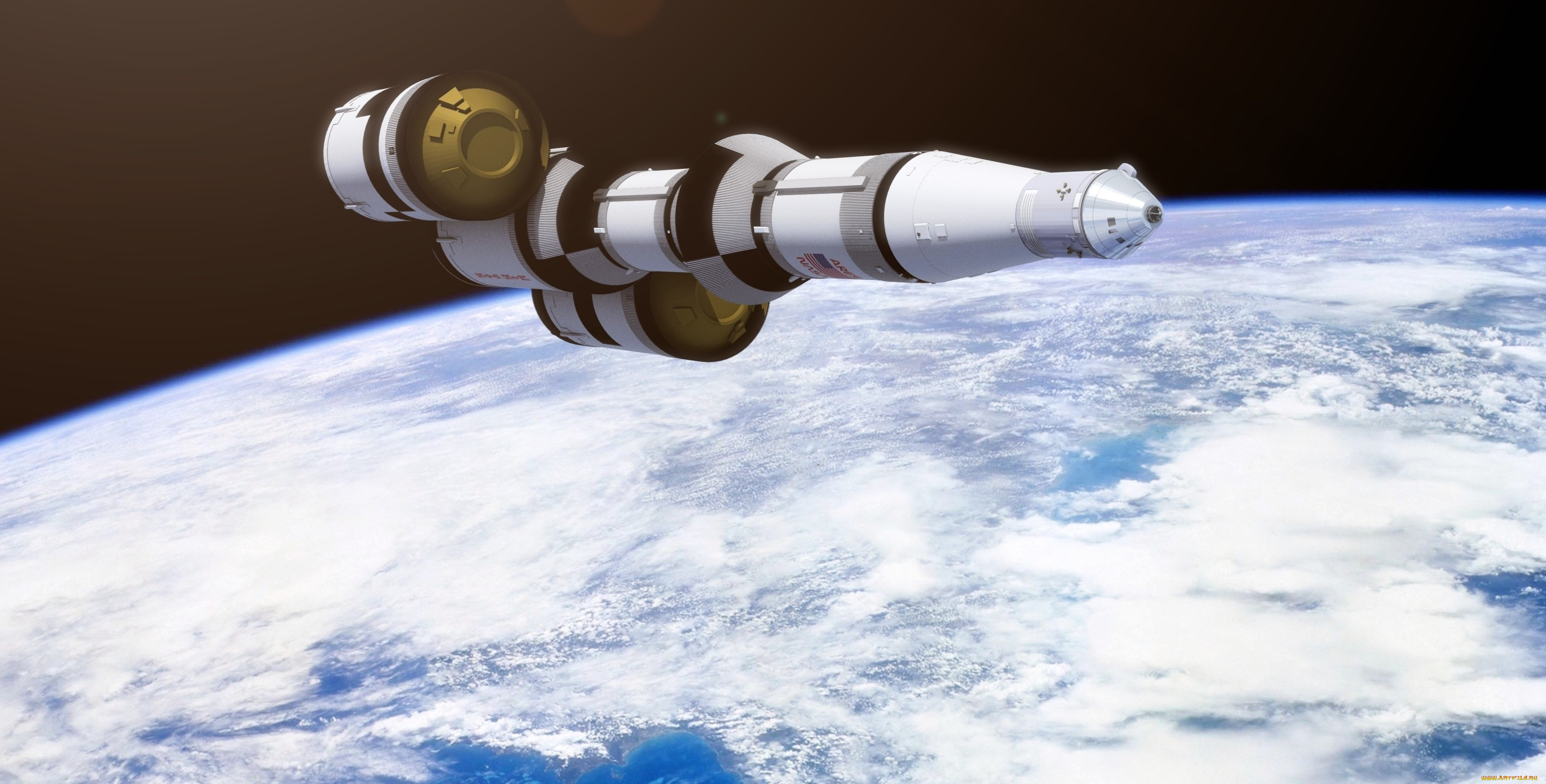 космос, арт, полет, космический, корабль, планета, вселенная