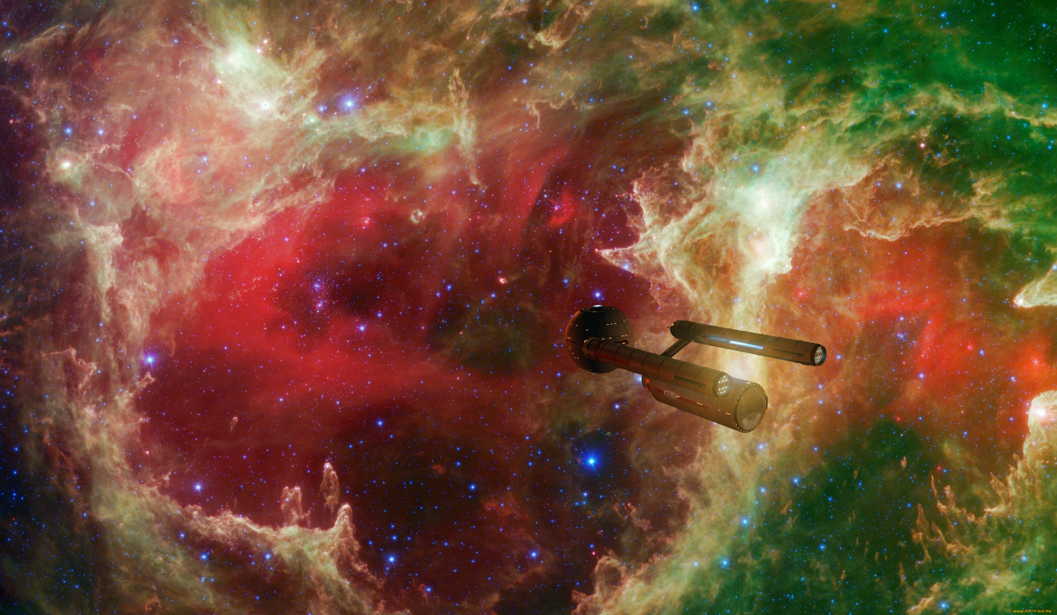 космос, арт, звезды, вселенная, полет, космический, корабль