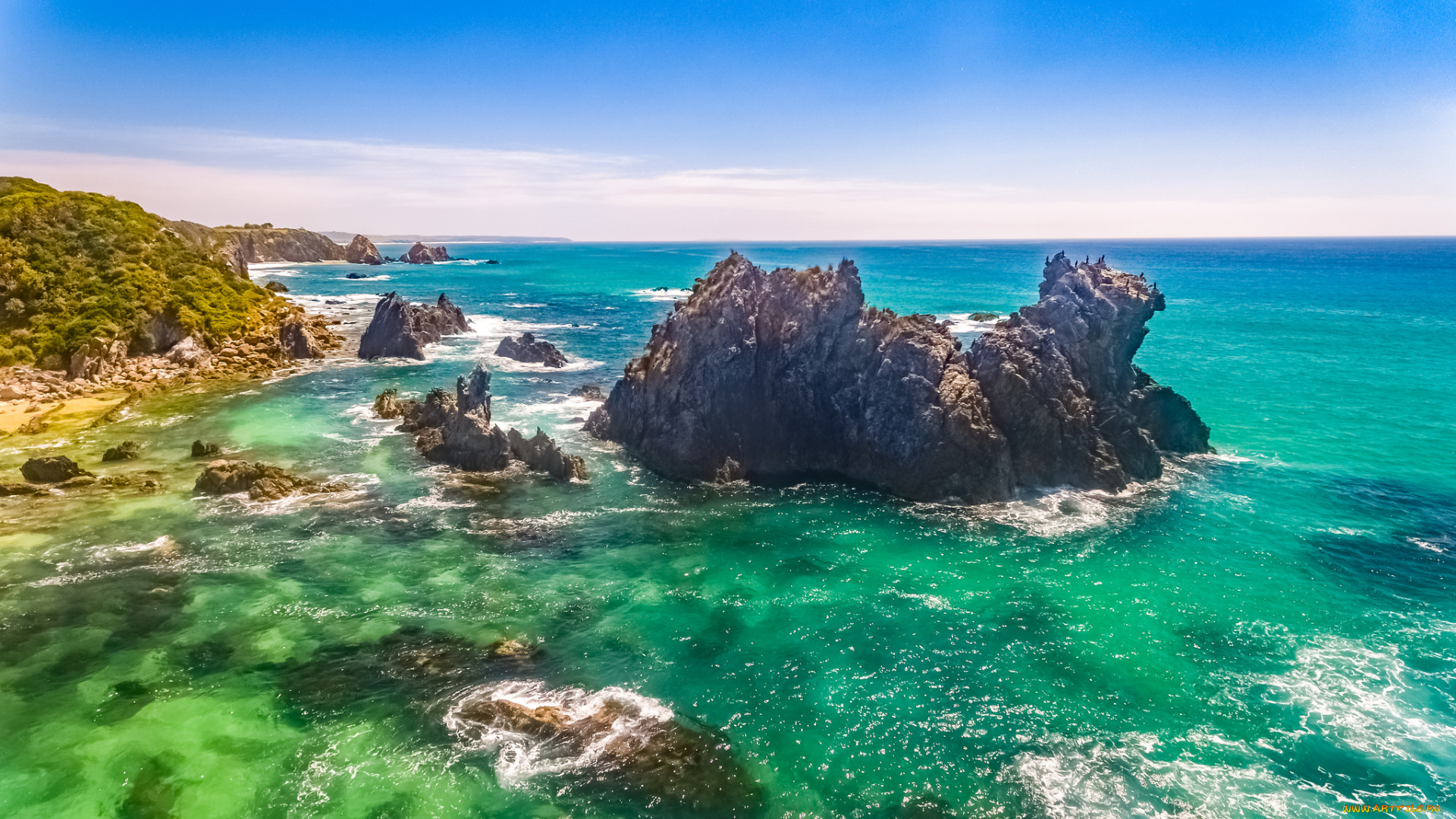 природа, побережье, простор