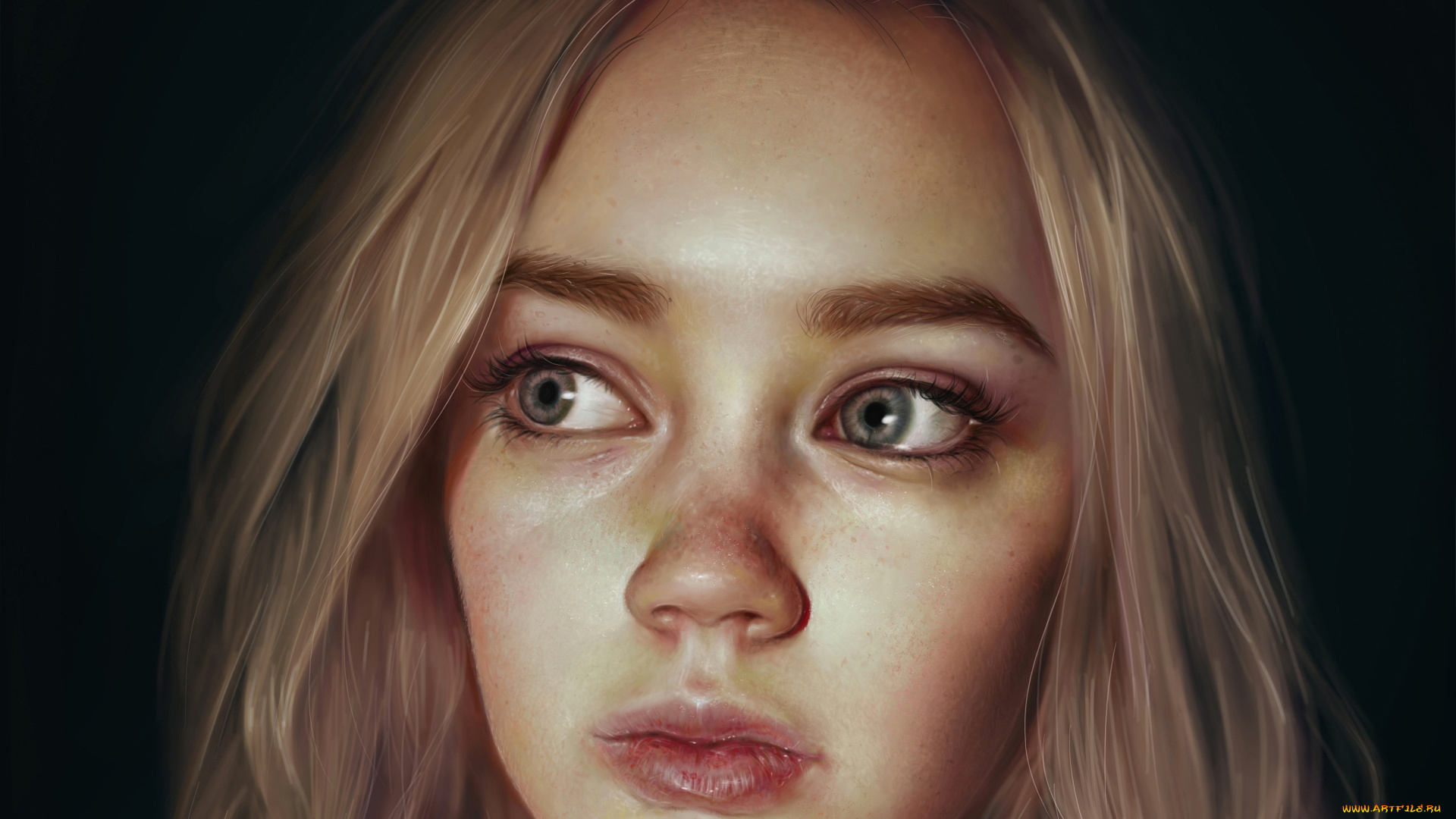 рисованное, люди, блондинка, девушка, молодая, портрет, лицо