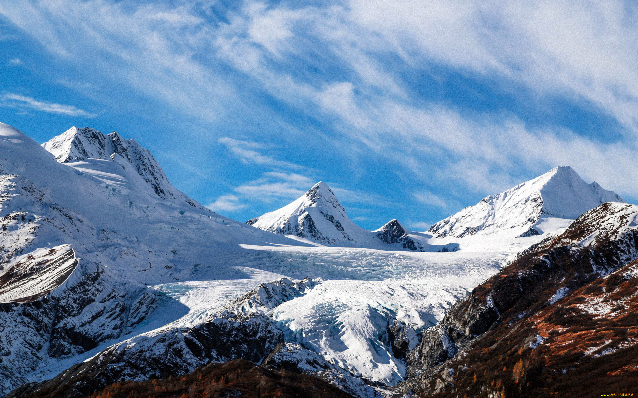 природа, горы, снег, вершины