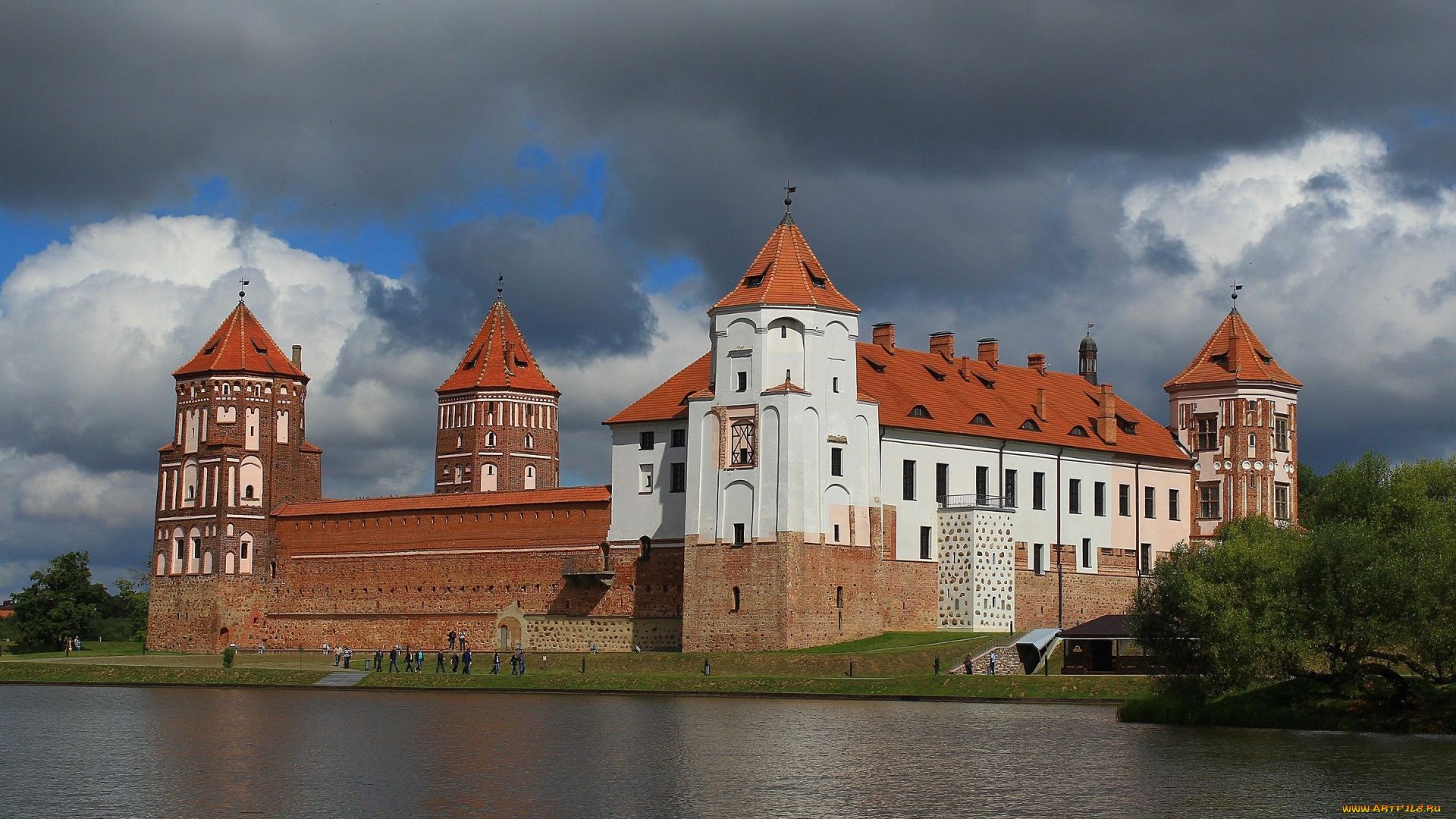 мирский, замок, города, -, дворцы, , замки, , крепости, дворец, пруд, белоруссия, замок, мирский