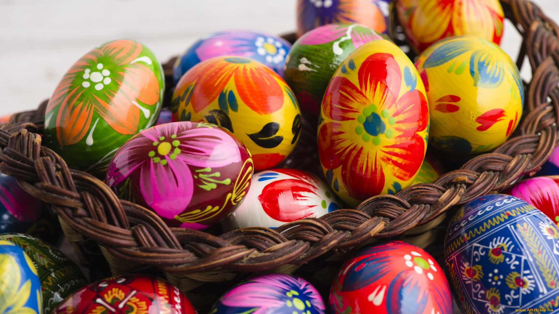 праздничные, пасха, eggs, spring, happy, яйца, крашеные, busket, wood, colorful, decoration, корзина, весна, easter