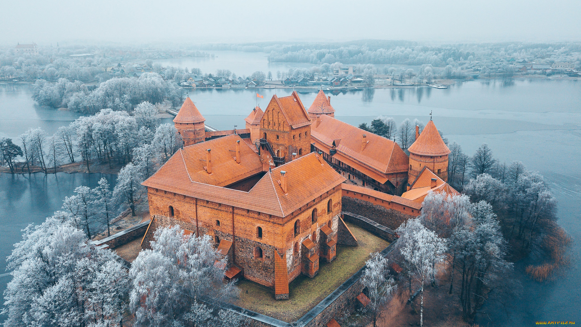 тракайский, замок, , литва, города, -, дворцы, , замки, , крепости, lithuania, landscape, winter, castle, литва, тракайский, замок, trakai, island, музей, остров