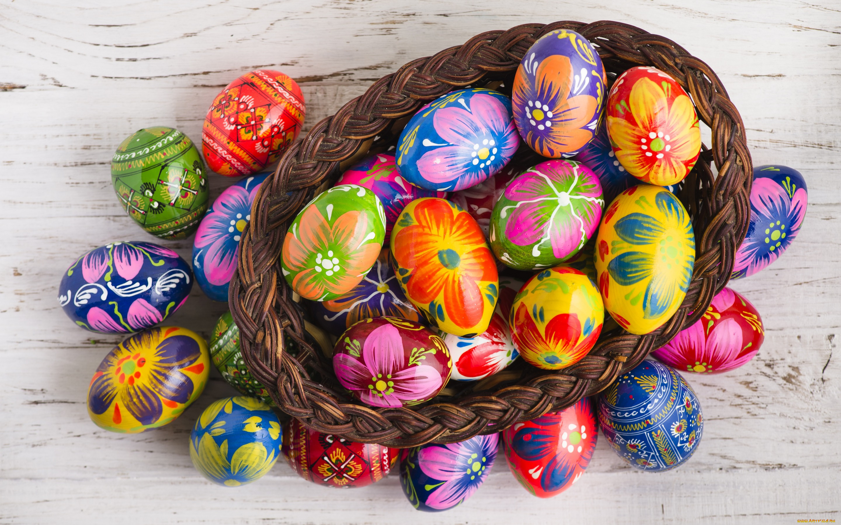 праздничные, пасха, eggs, spring, happy, яйца, крашеные, busket, easter, colorful, wood, decoration, корзина, весна