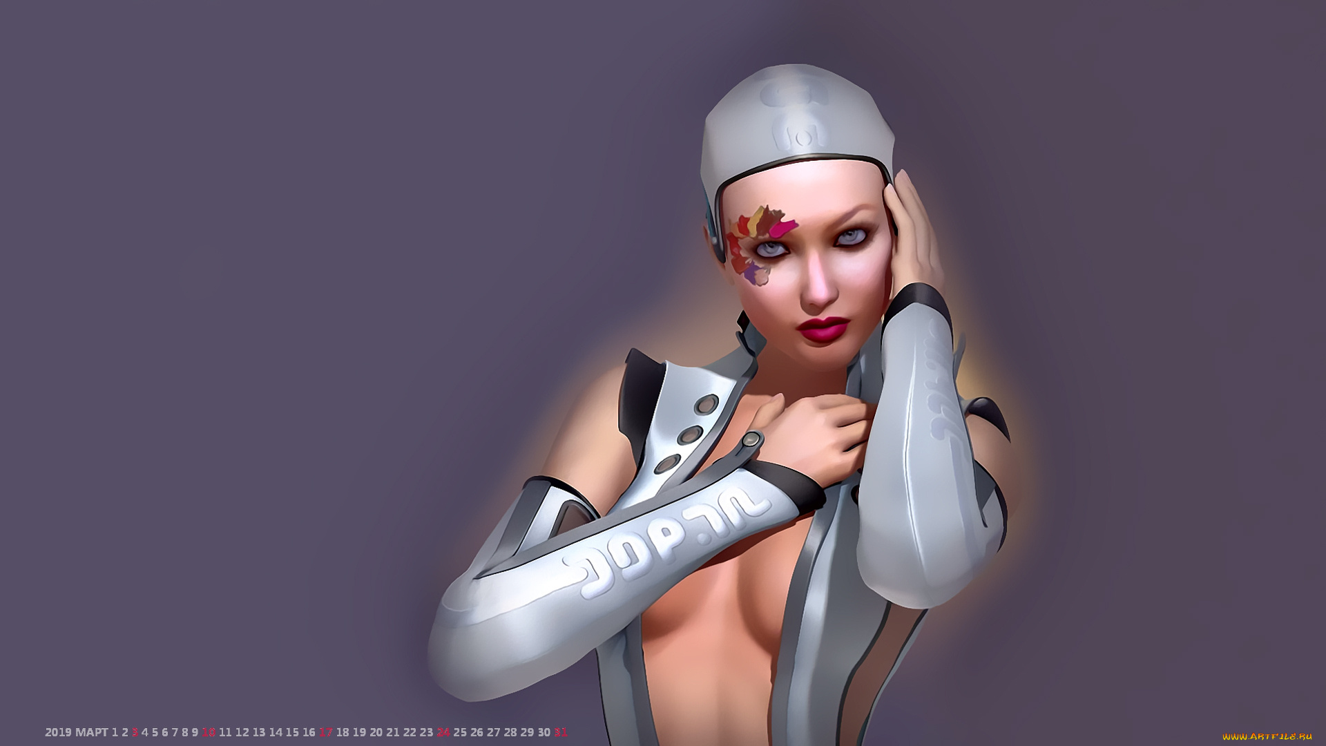 календари, 3д-графика, узор, рисунок, девушка