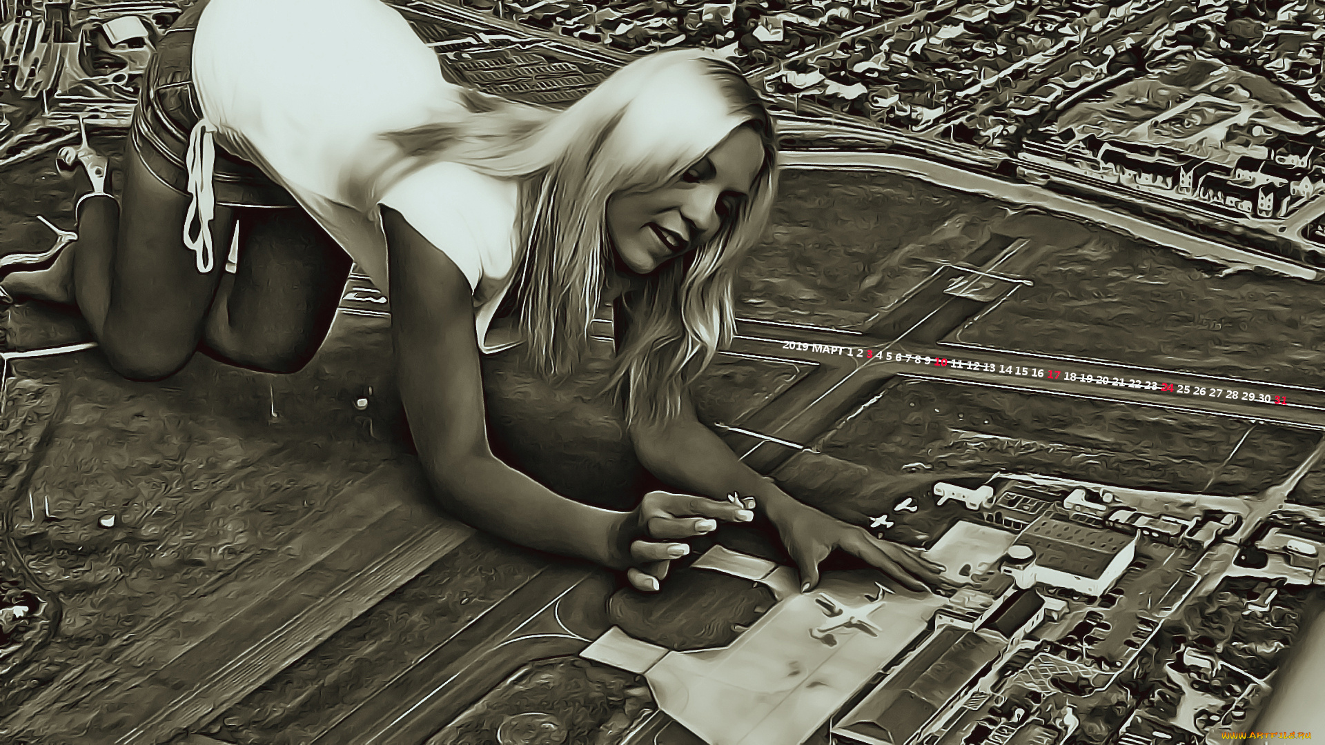 календари, компьютерный, дизайн, игра, девушка