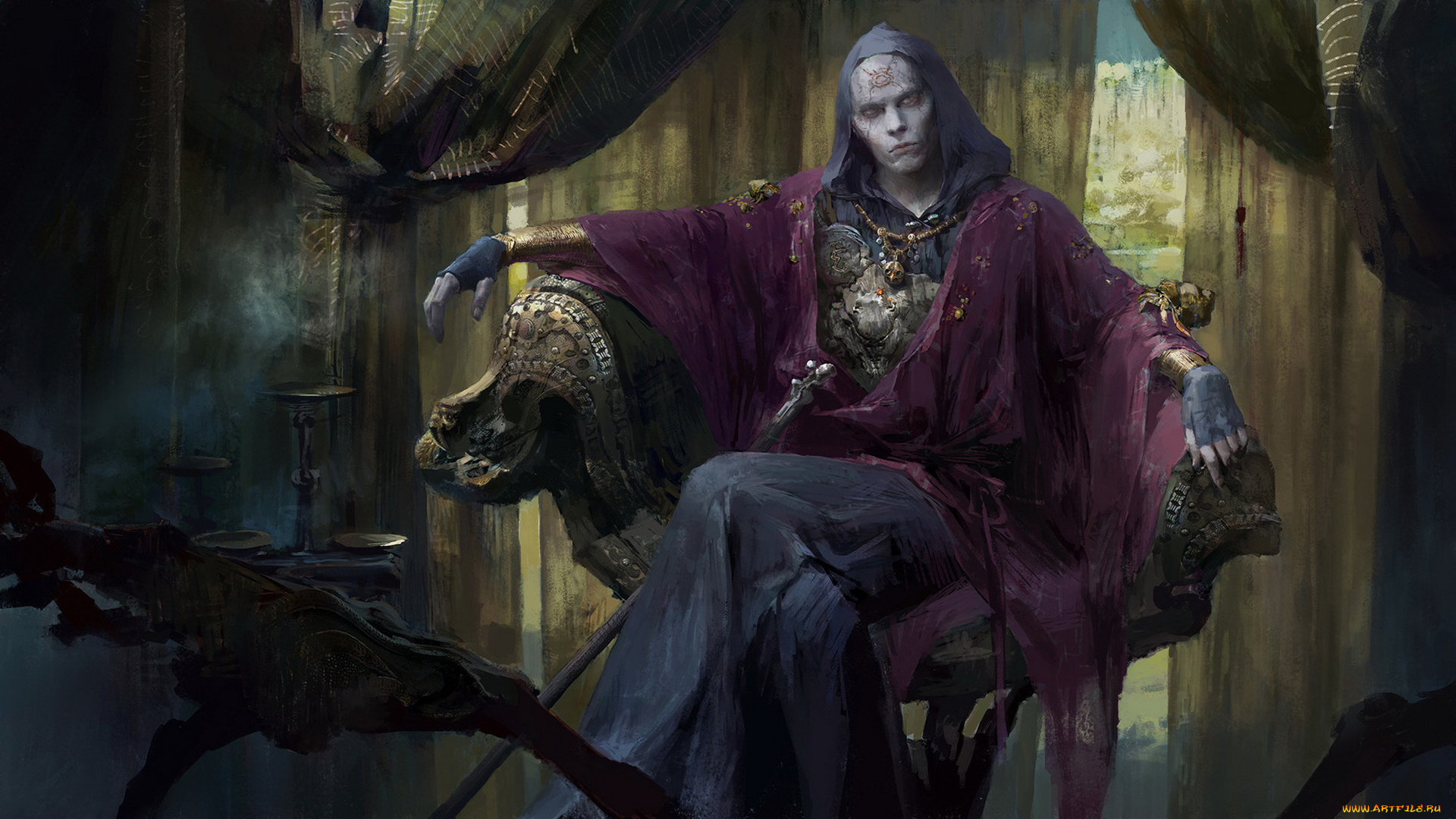 фэнтези, маги, , волшебники, существо, фон, взгляд, кресло