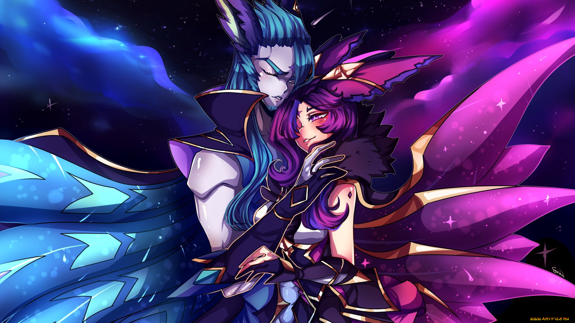 видео, игры, league, of, legends, rakan, xayah, пара, крылья, любовь