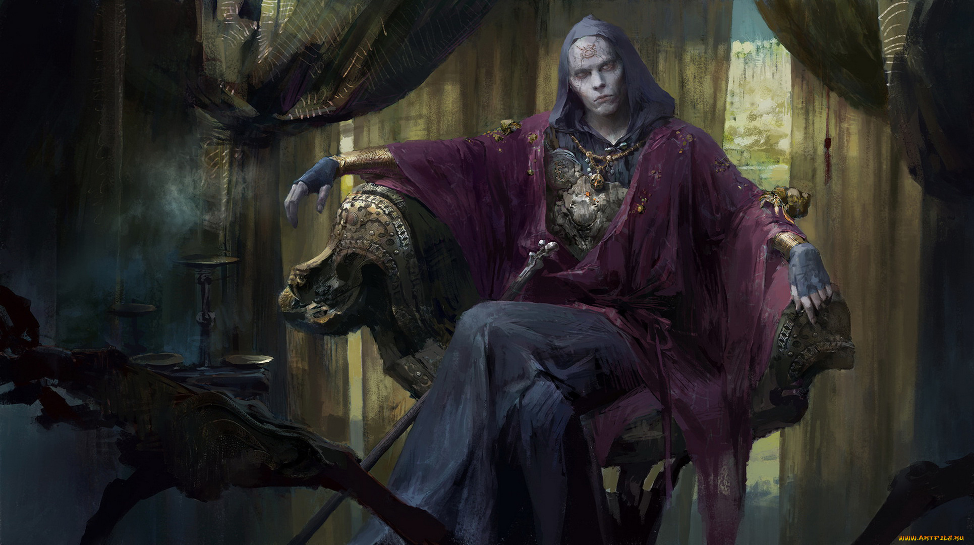 фэнтези, маги, , волшебники, существо, фон, взгляд, кресло