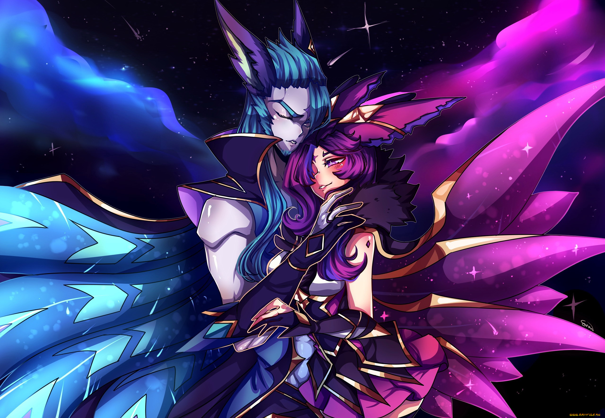 видео, игры, league, of, legends, rakan, xayah, пара, крылья, любовь