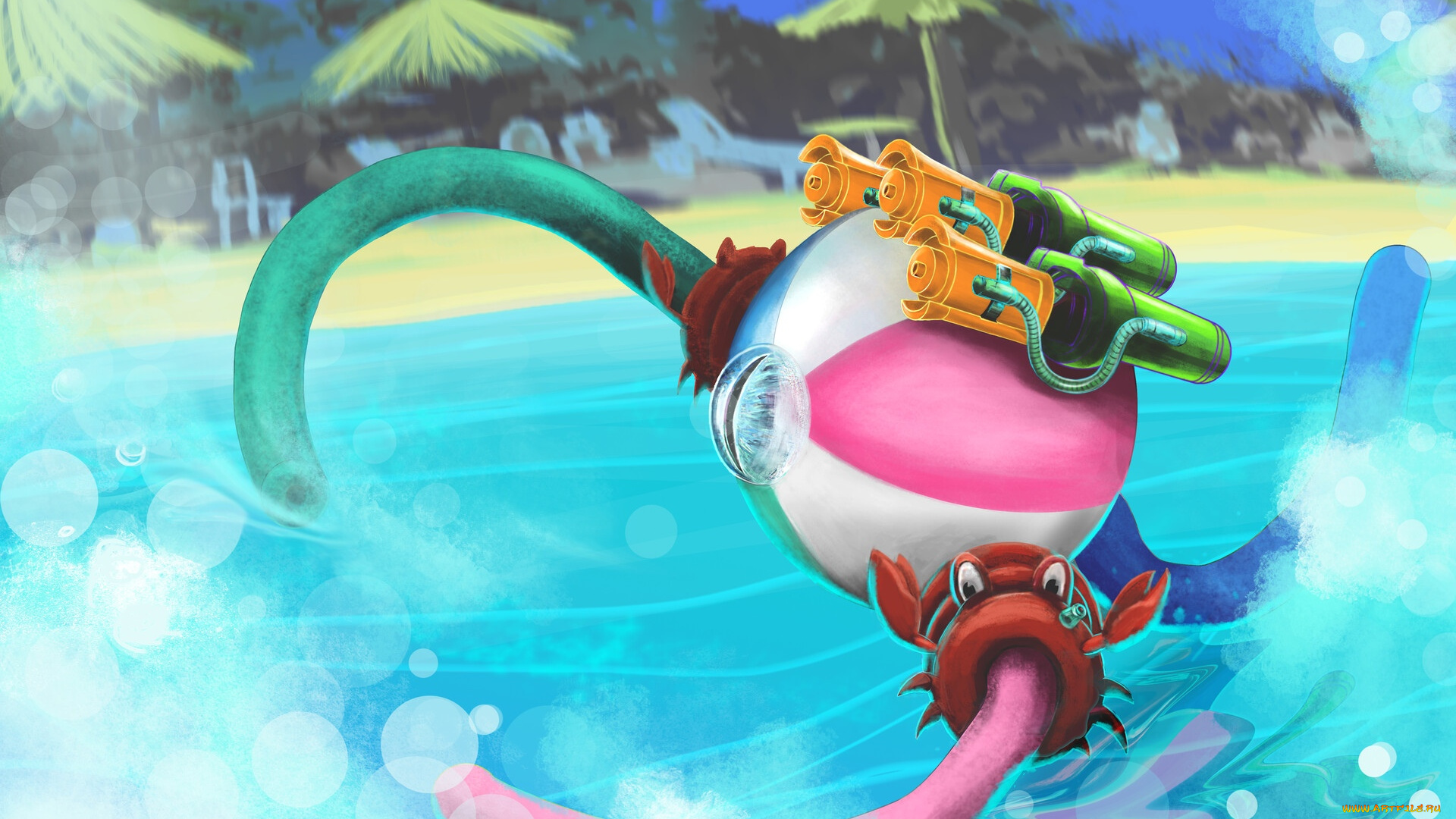 видео, игры, league, of, legends, существо, море, пляж