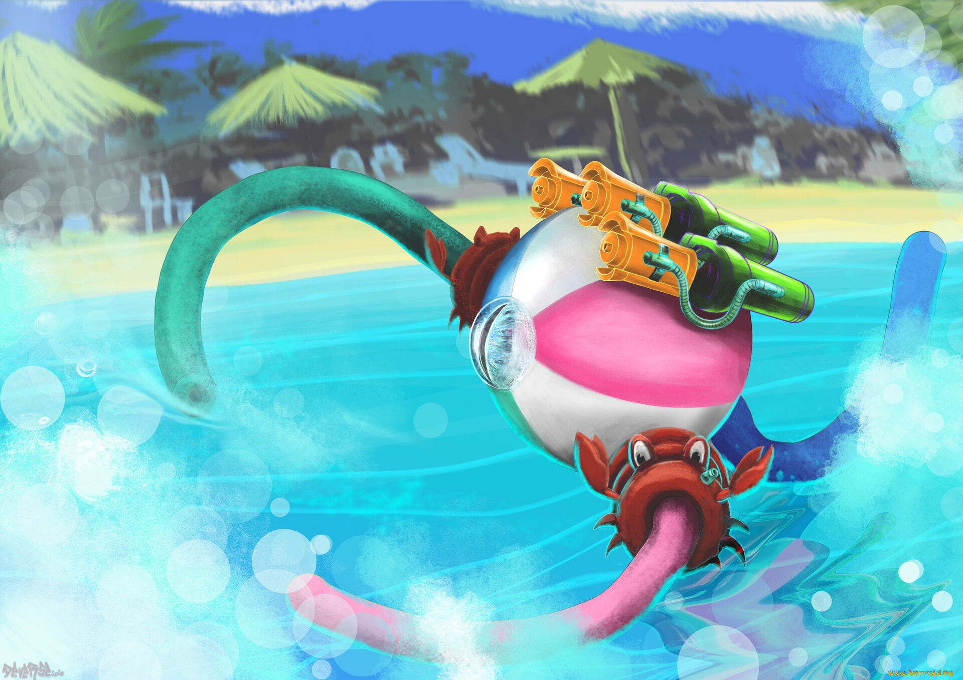 видео, игры, league, of, legends, существо, море, пляж