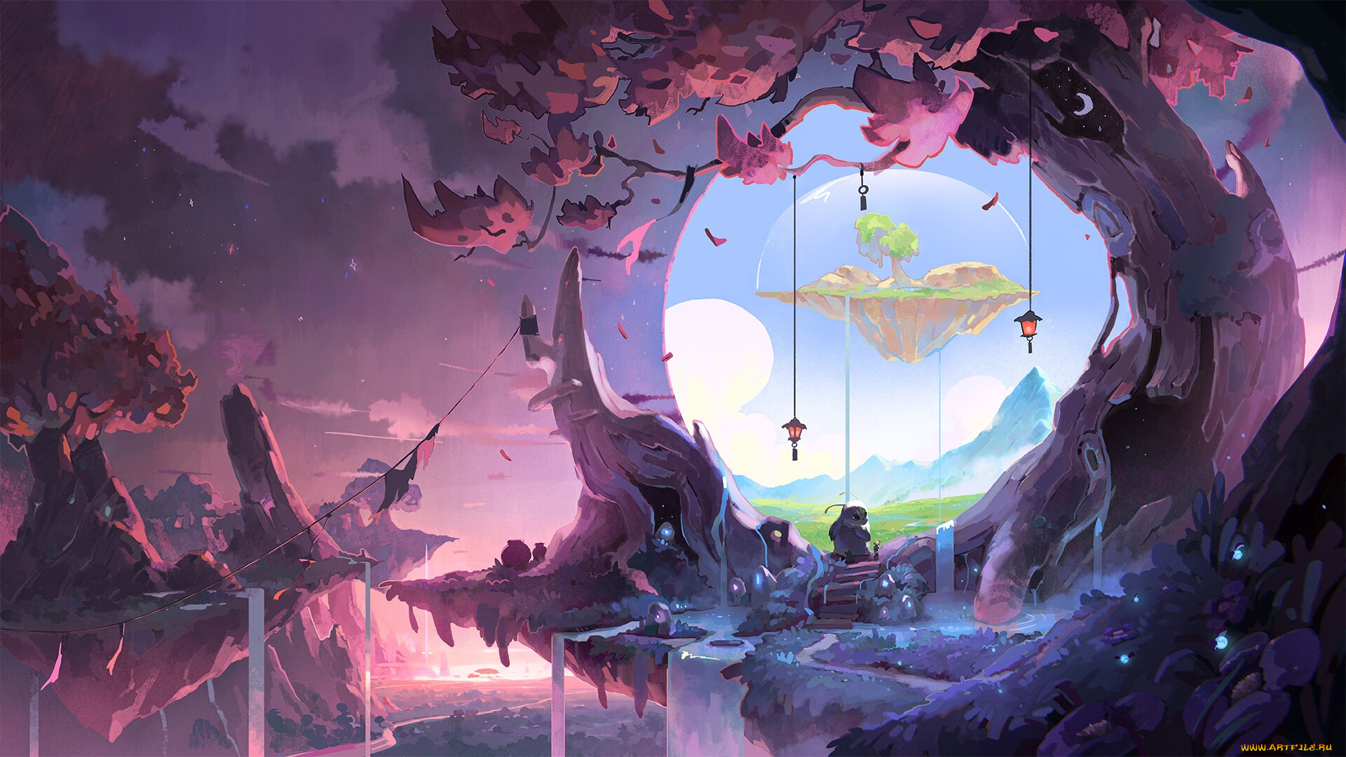 фэнтези, иные, миры, , иные, времена, скалы, водопады, деревья, портал