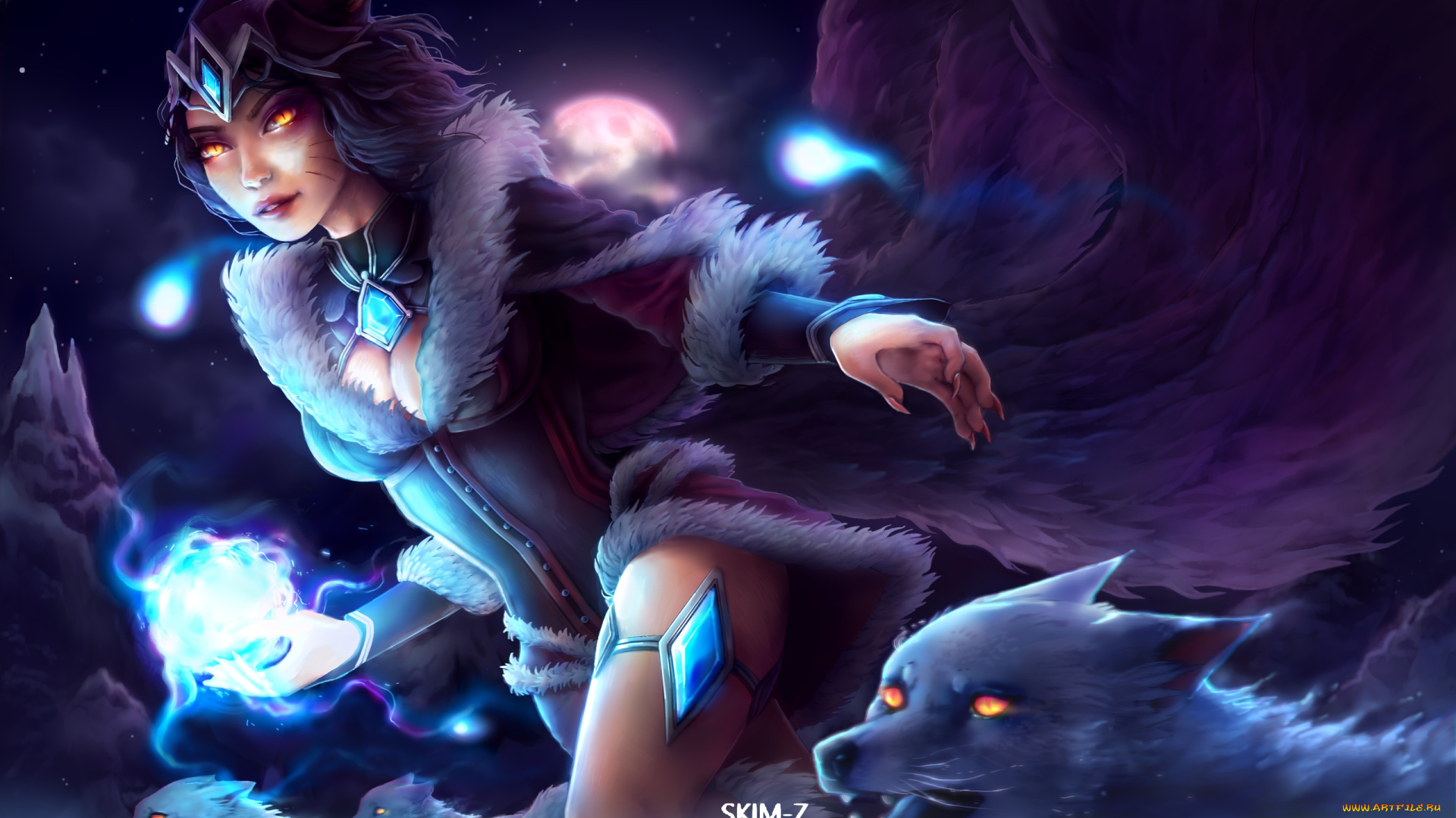видео, игры, league, of, legends, ahri, волк