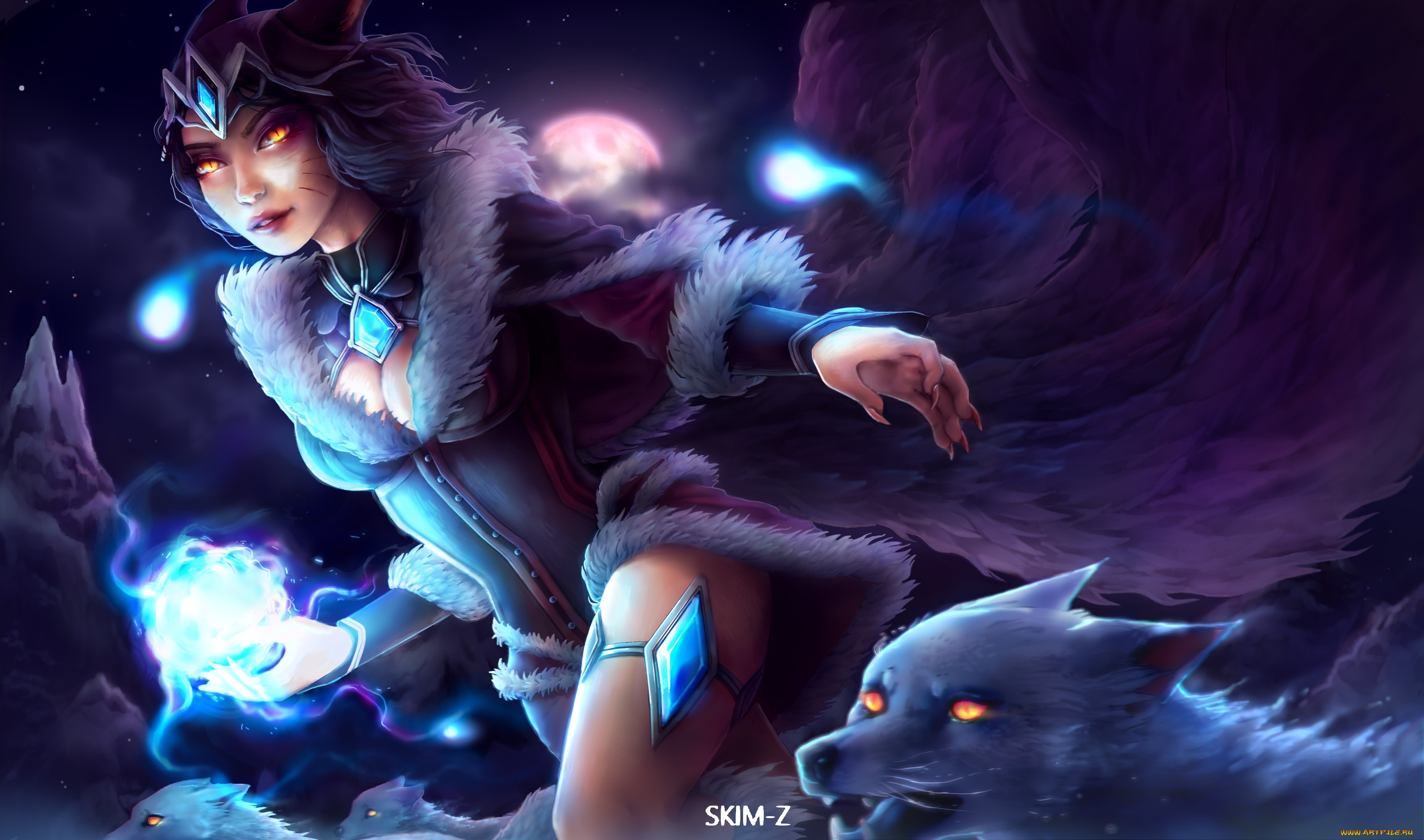 видео, игры, league, of, legends, ahri, волк