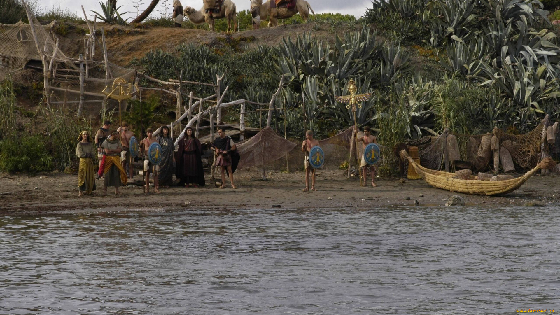 кино, фильмы, rome, люди, лодка, река, берег, верблюды