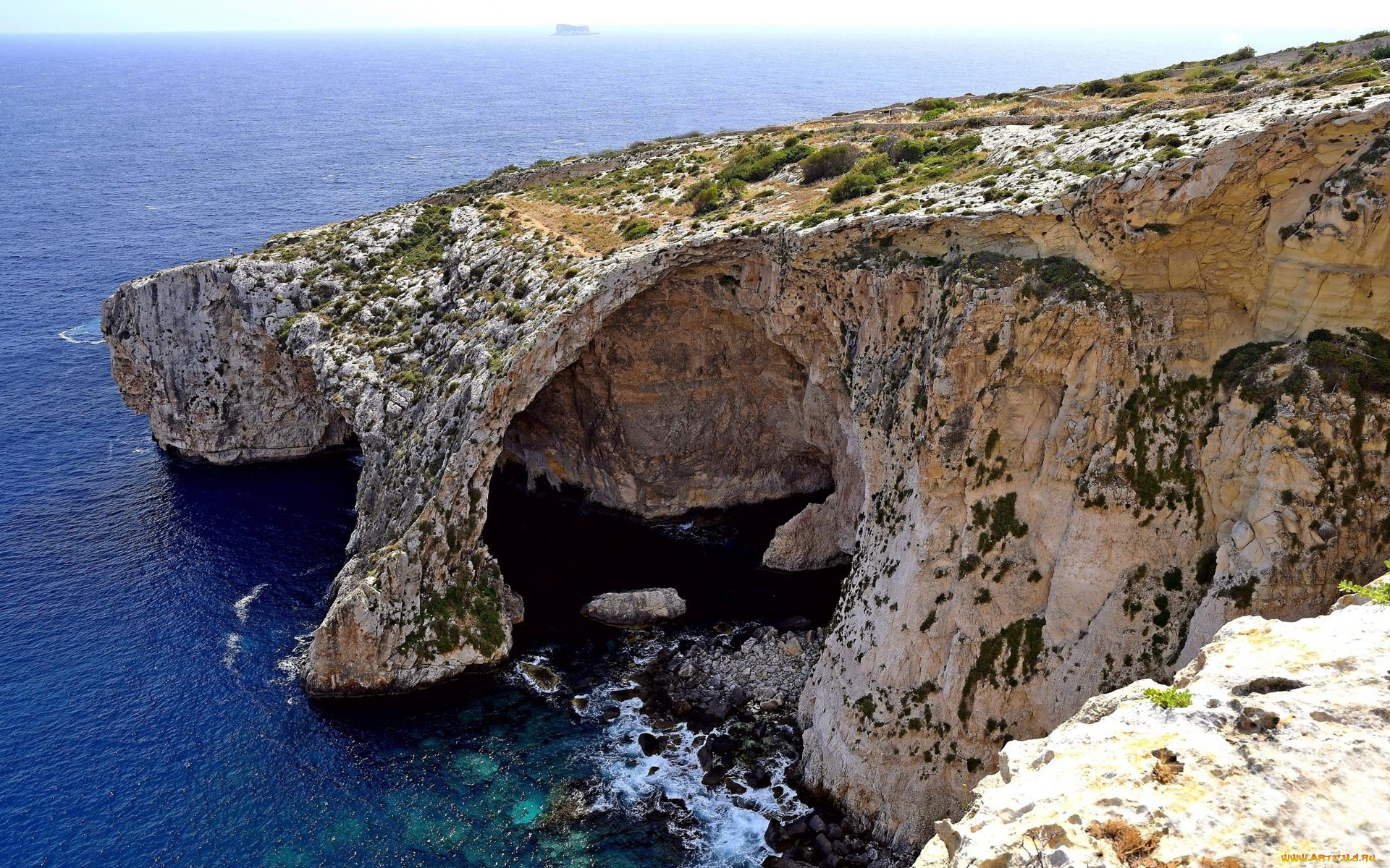 blue, grotto, malta, природа, побережье, blue, grotto