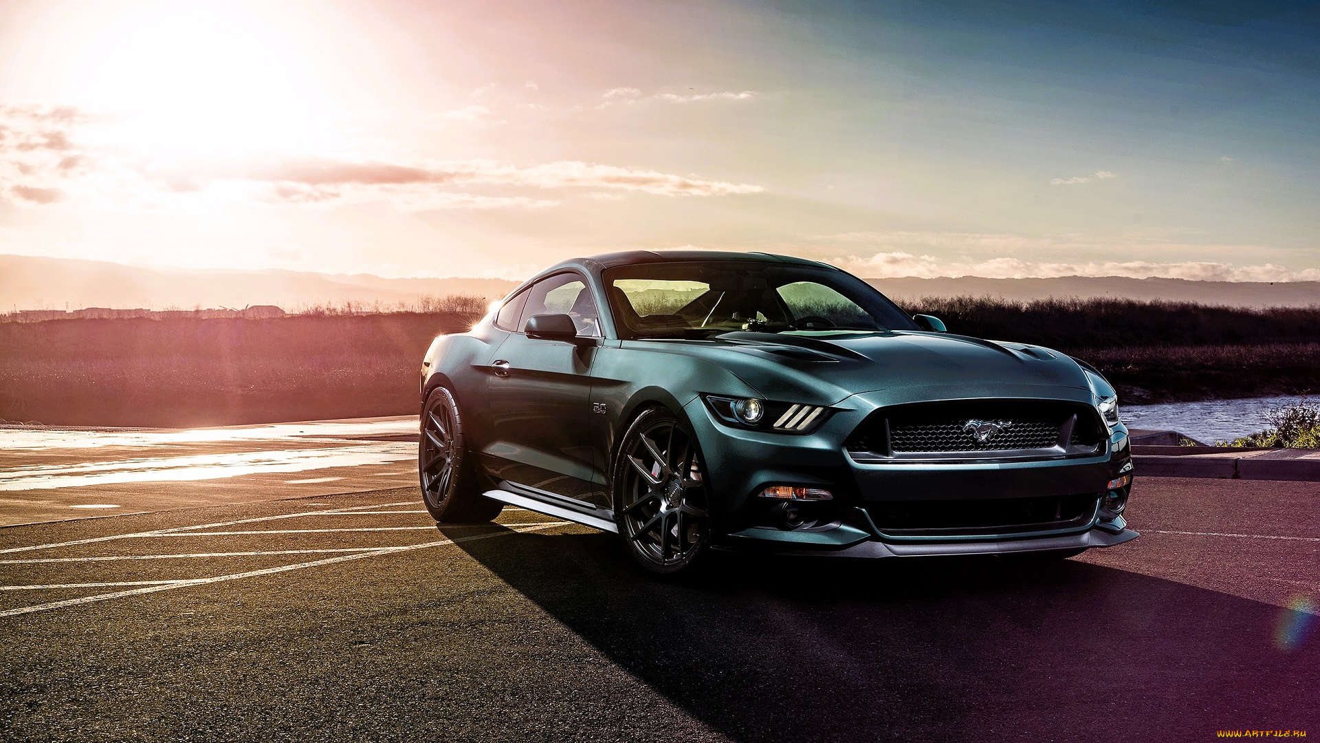 ford, mustang, gt, автомобили, mustang, голубой, площадка, озеро
