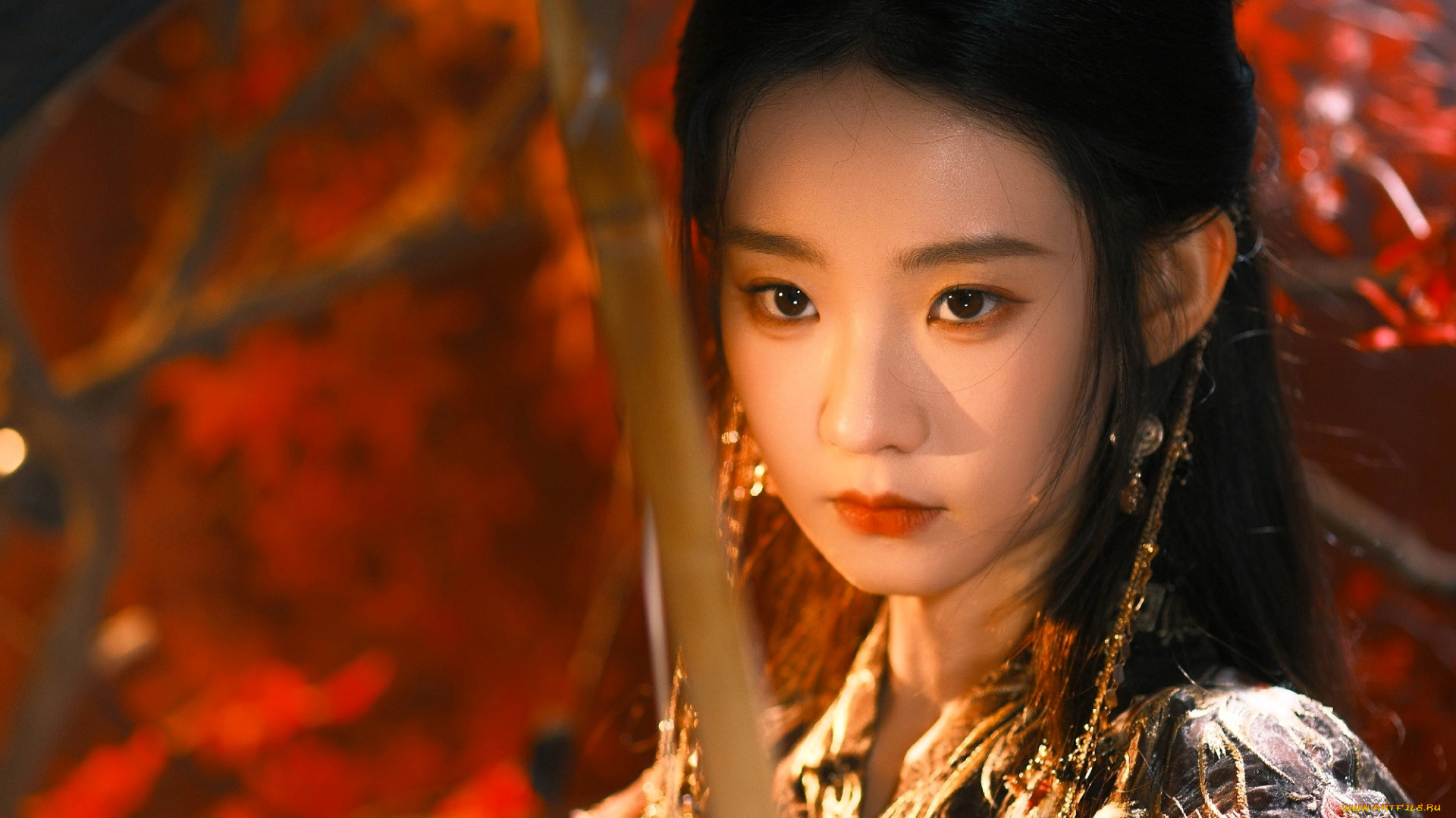 zhang, yi, fan, девушки, -, азиатки, лицо, наряд, зонт