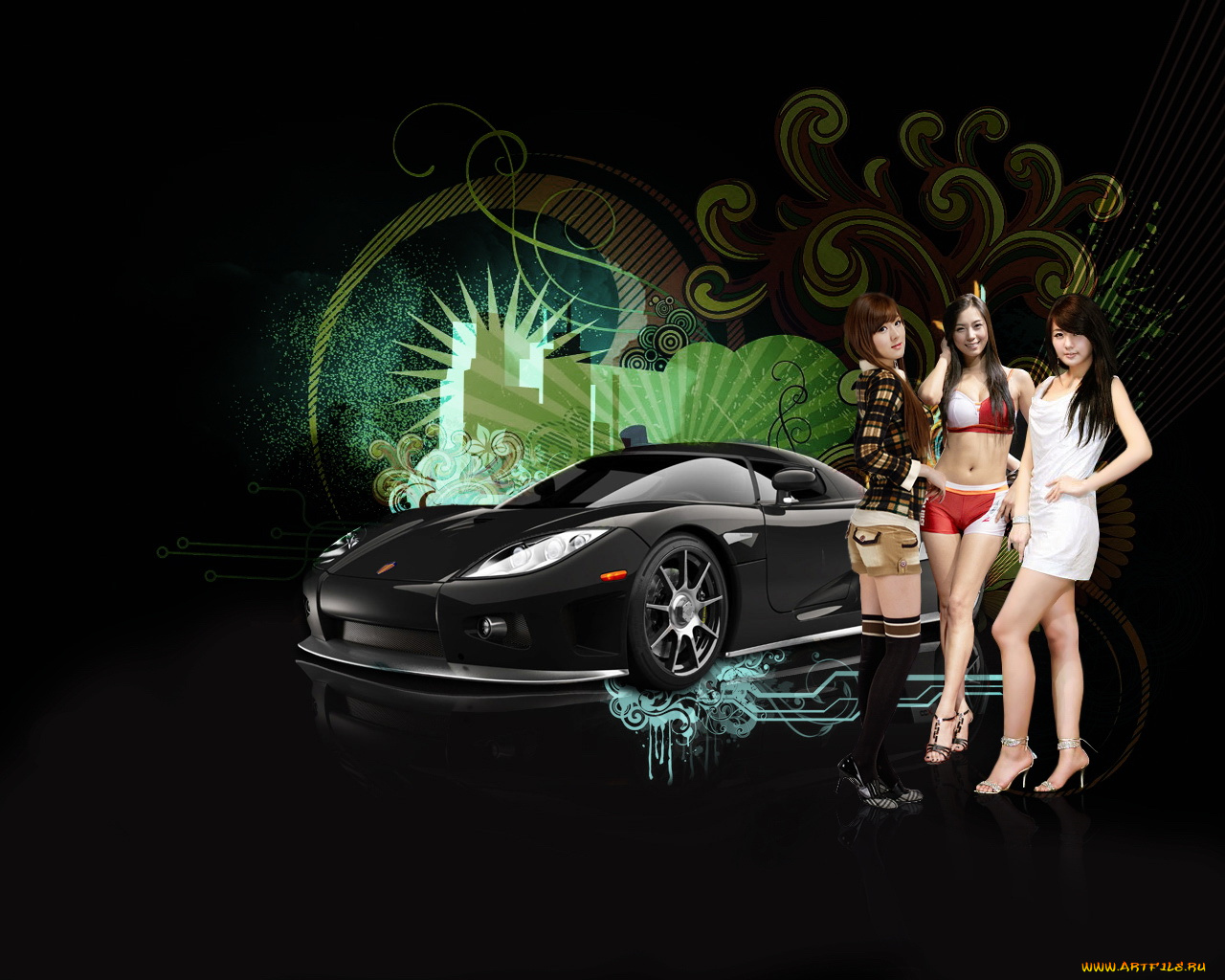 автомобили, авто, девушками