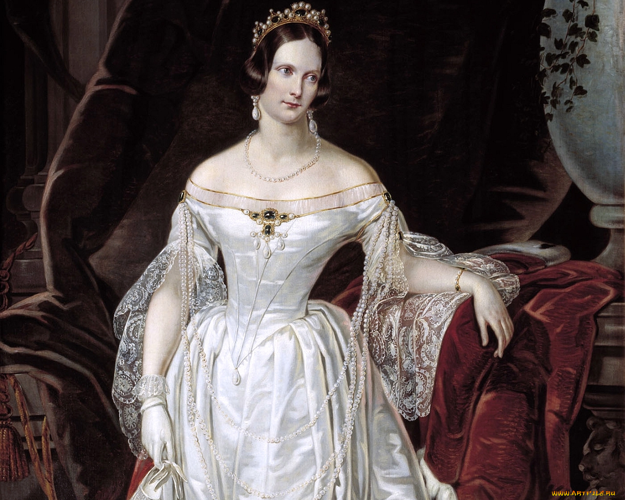 портрет, императрицы, александры, федоровны, рисованные, карл, рейхель