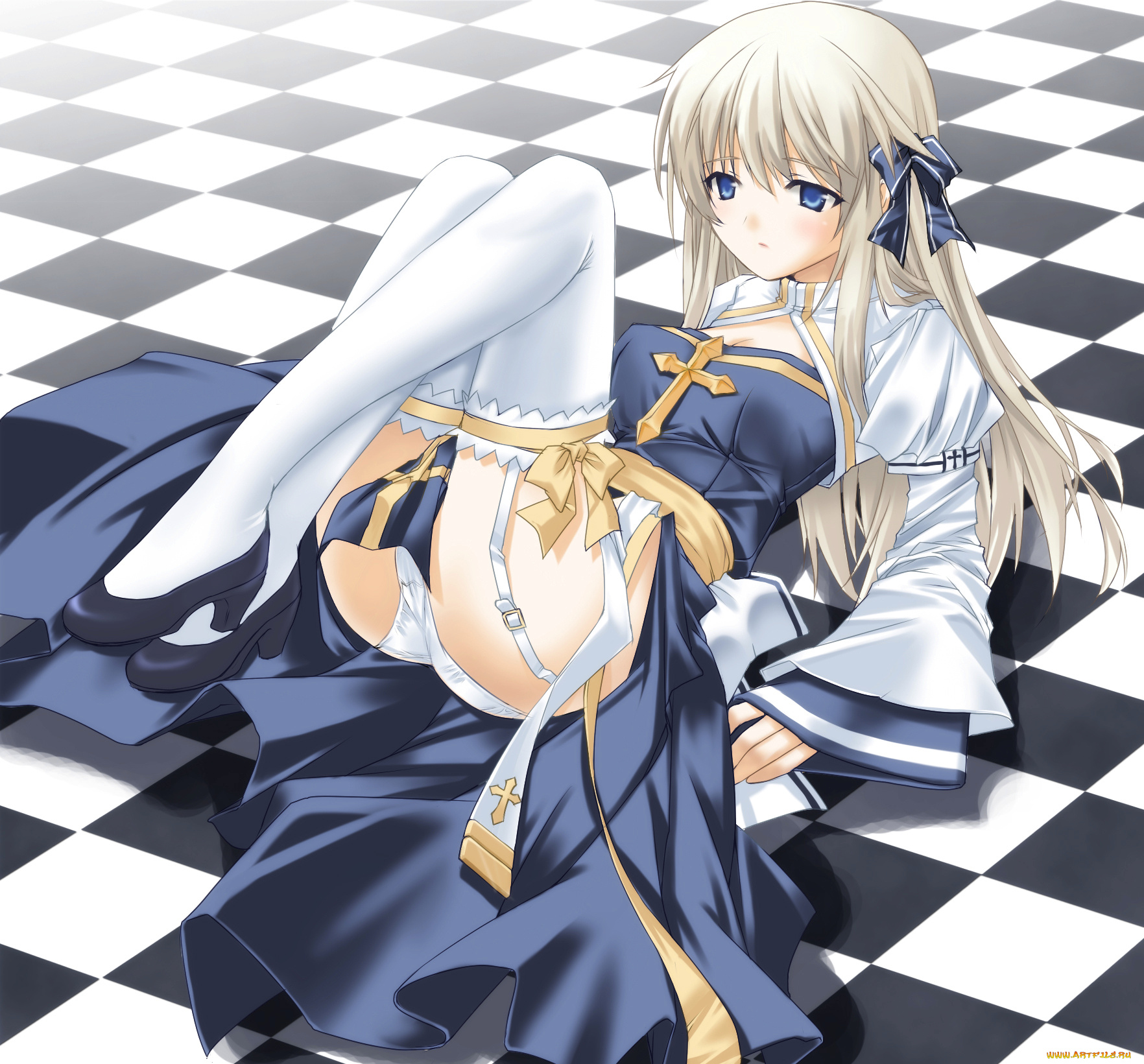 аниме, *unknown, другое, монашка, девушка, клетчатый, пол