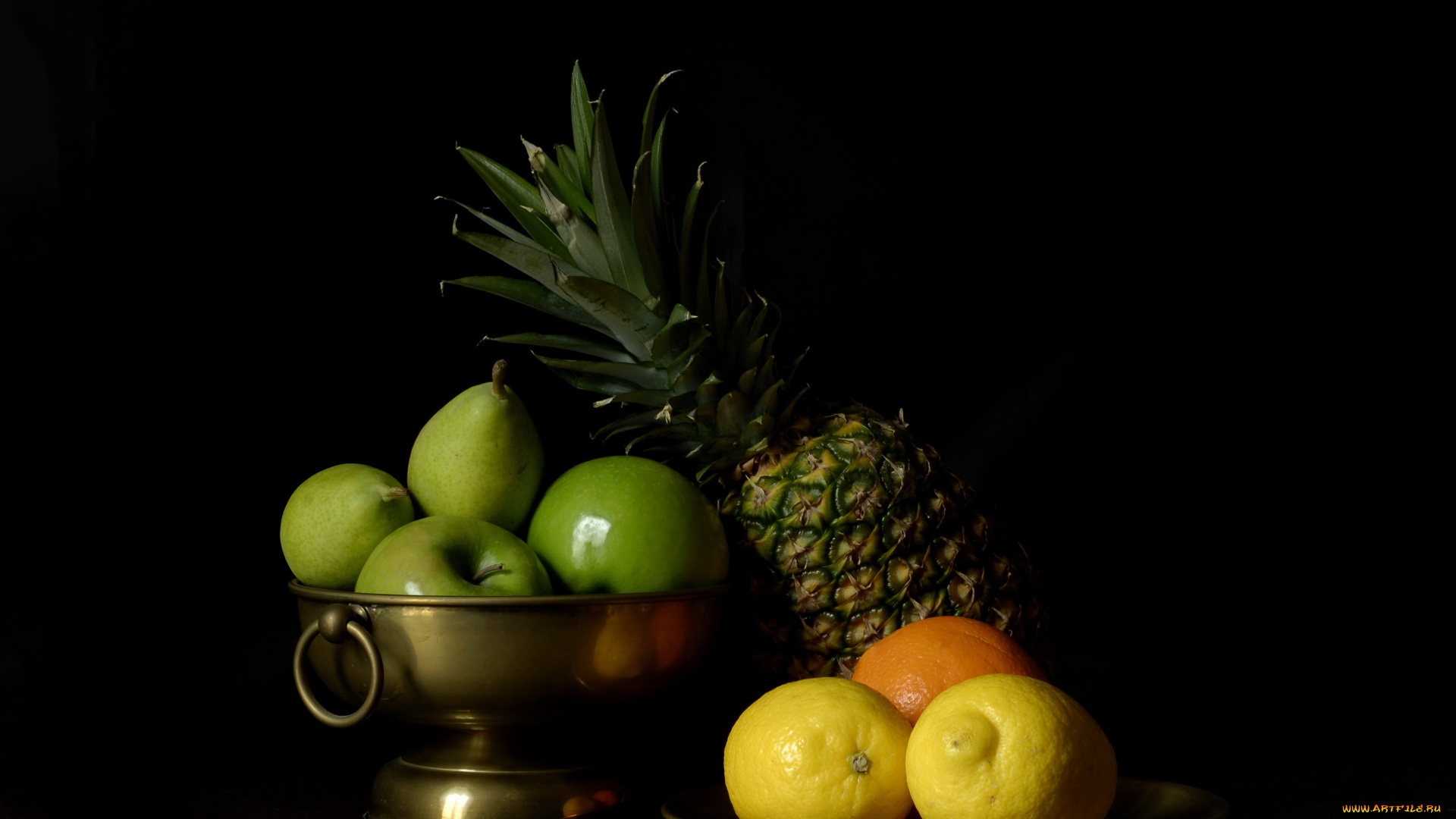 еда, фрукты, ягоды, ананас, лимон