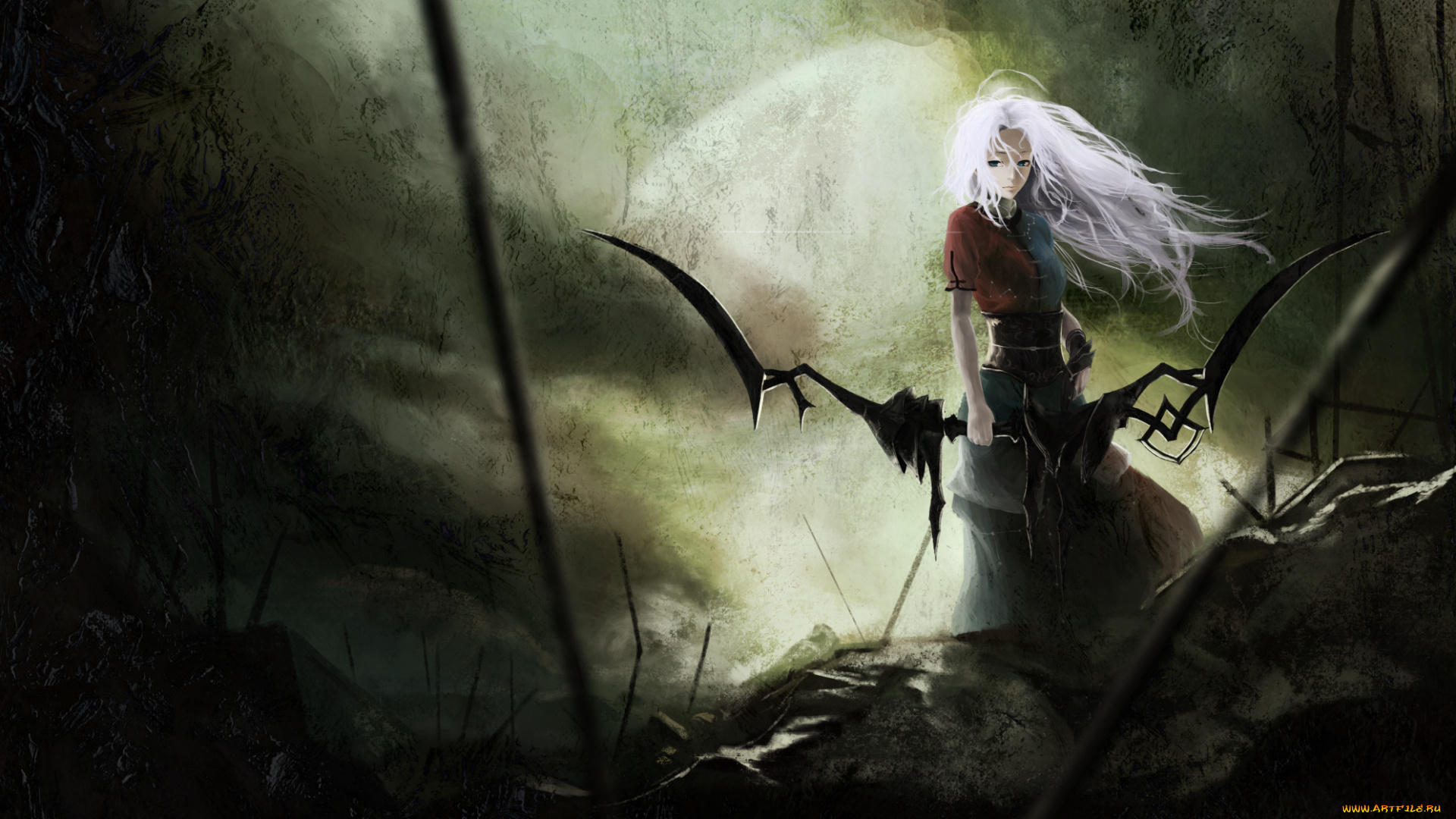 yagokoro, eirin, аниме, touhou, девушка, лук