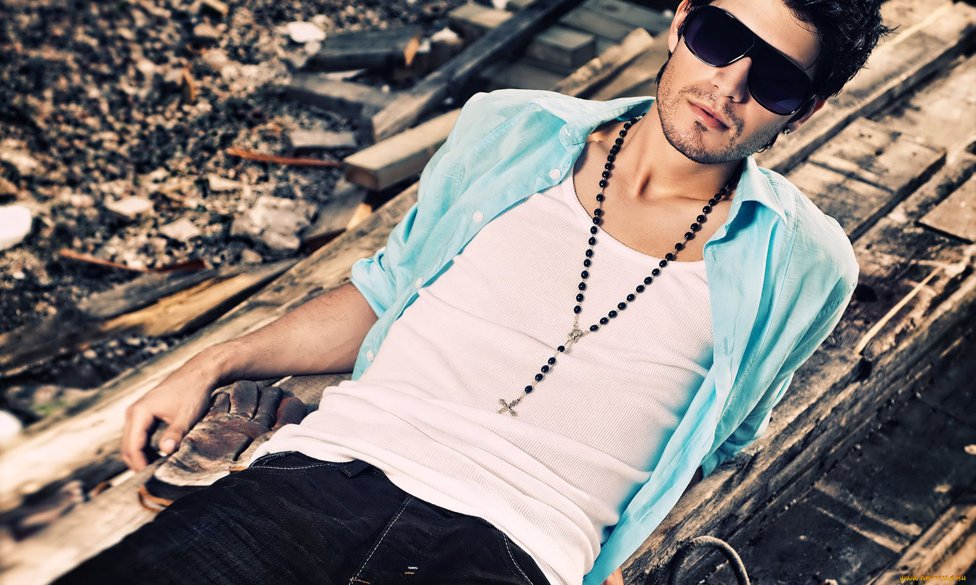 мужчины, unsort, очки, щетина, рубашка, майка, крестик