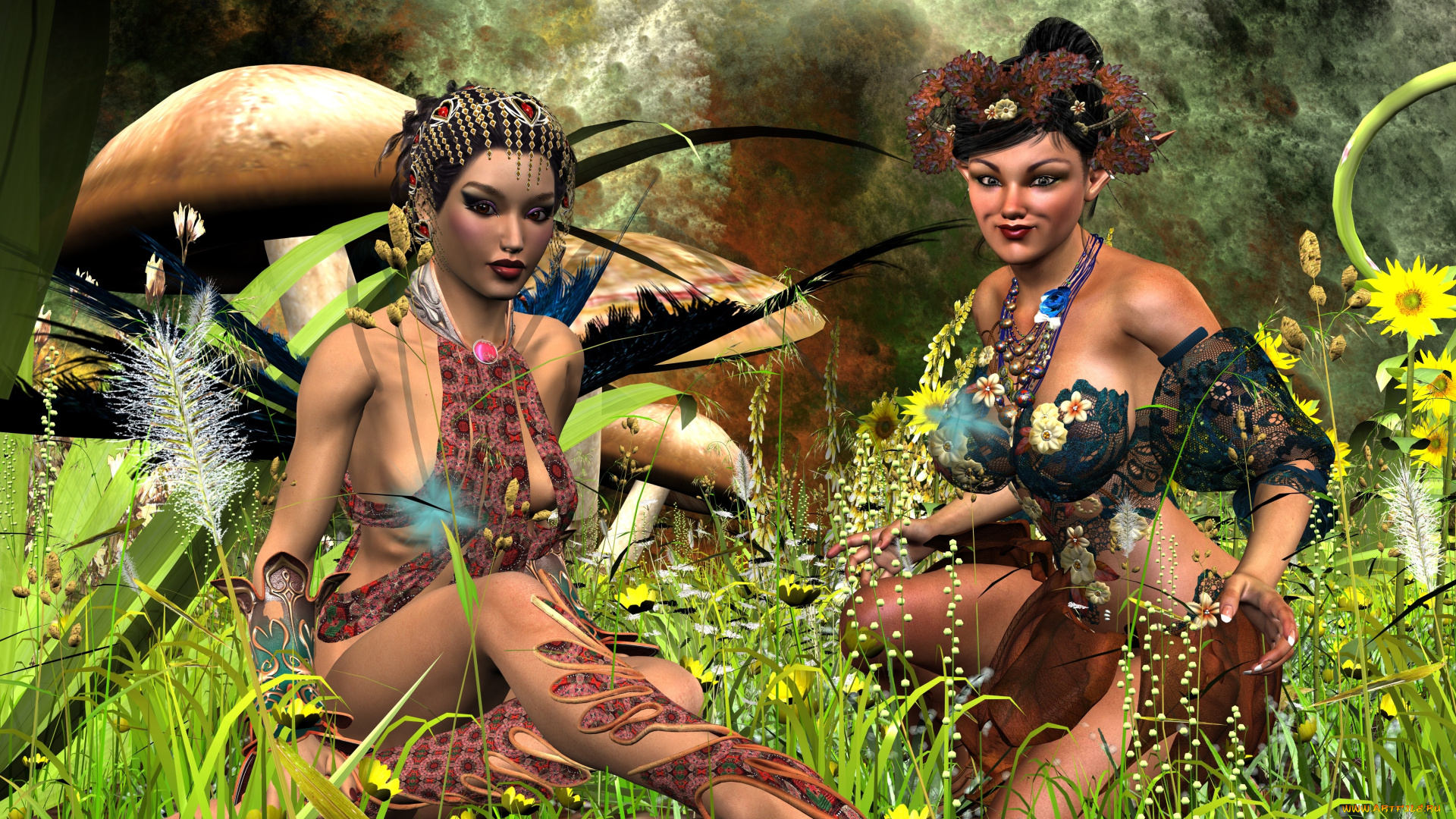 3д, графика, elves, эльфы, эльфийки