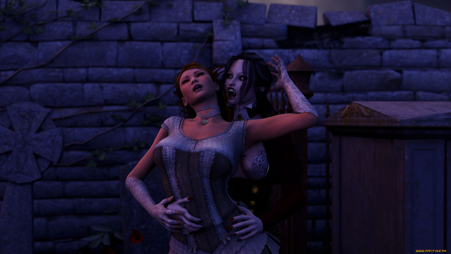 3д, графика, fantasy, фантазия, девушка, вампир