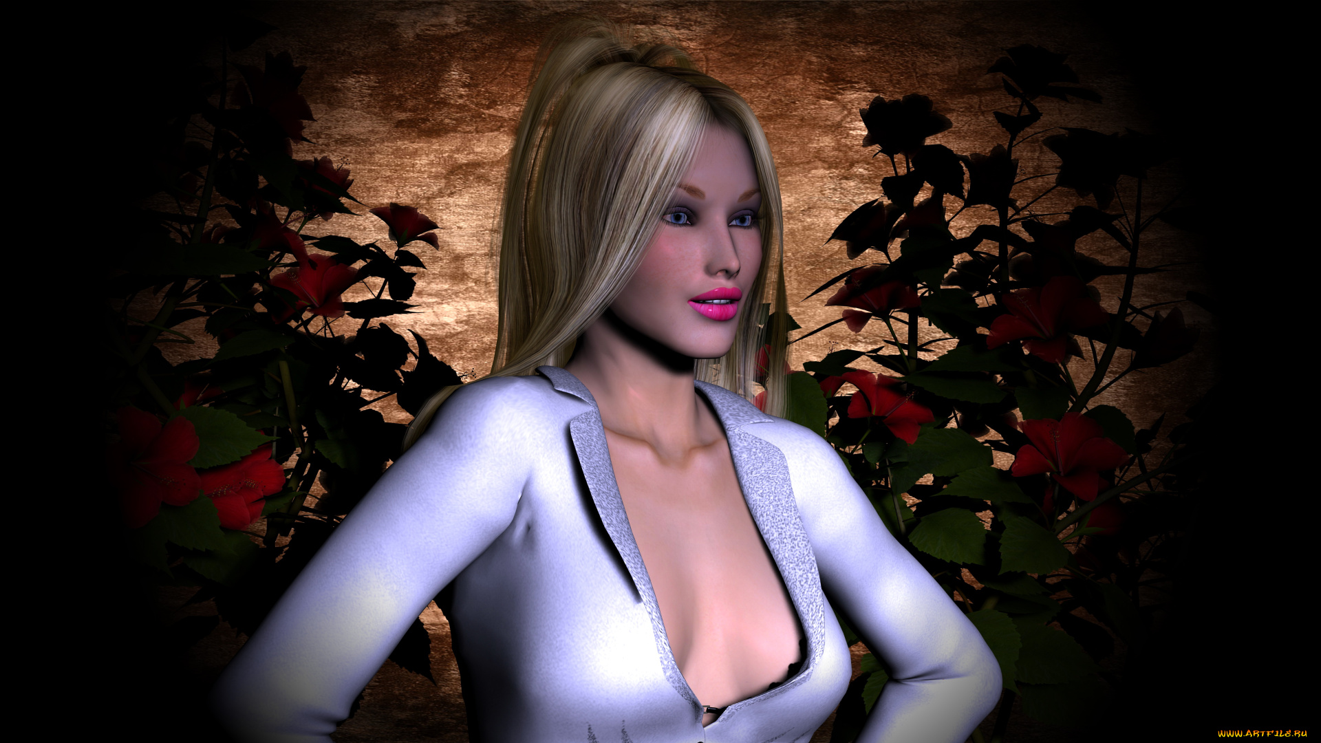 3д, графика, people, люди, девушка, цветы