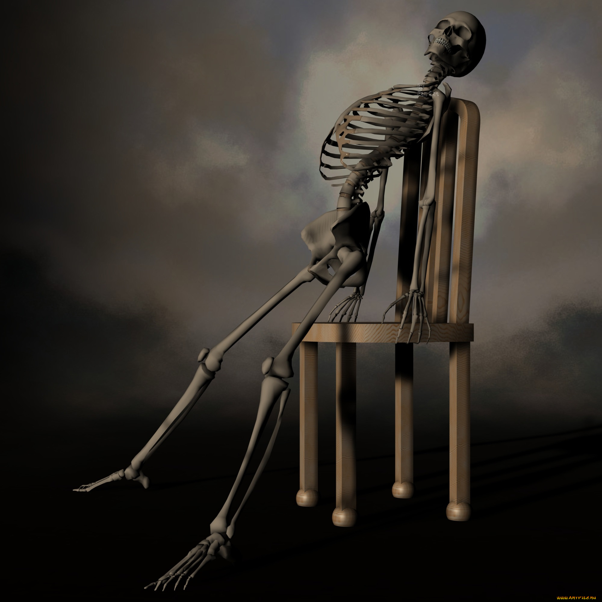 3д, графика, horror, ужас, стул, скилет