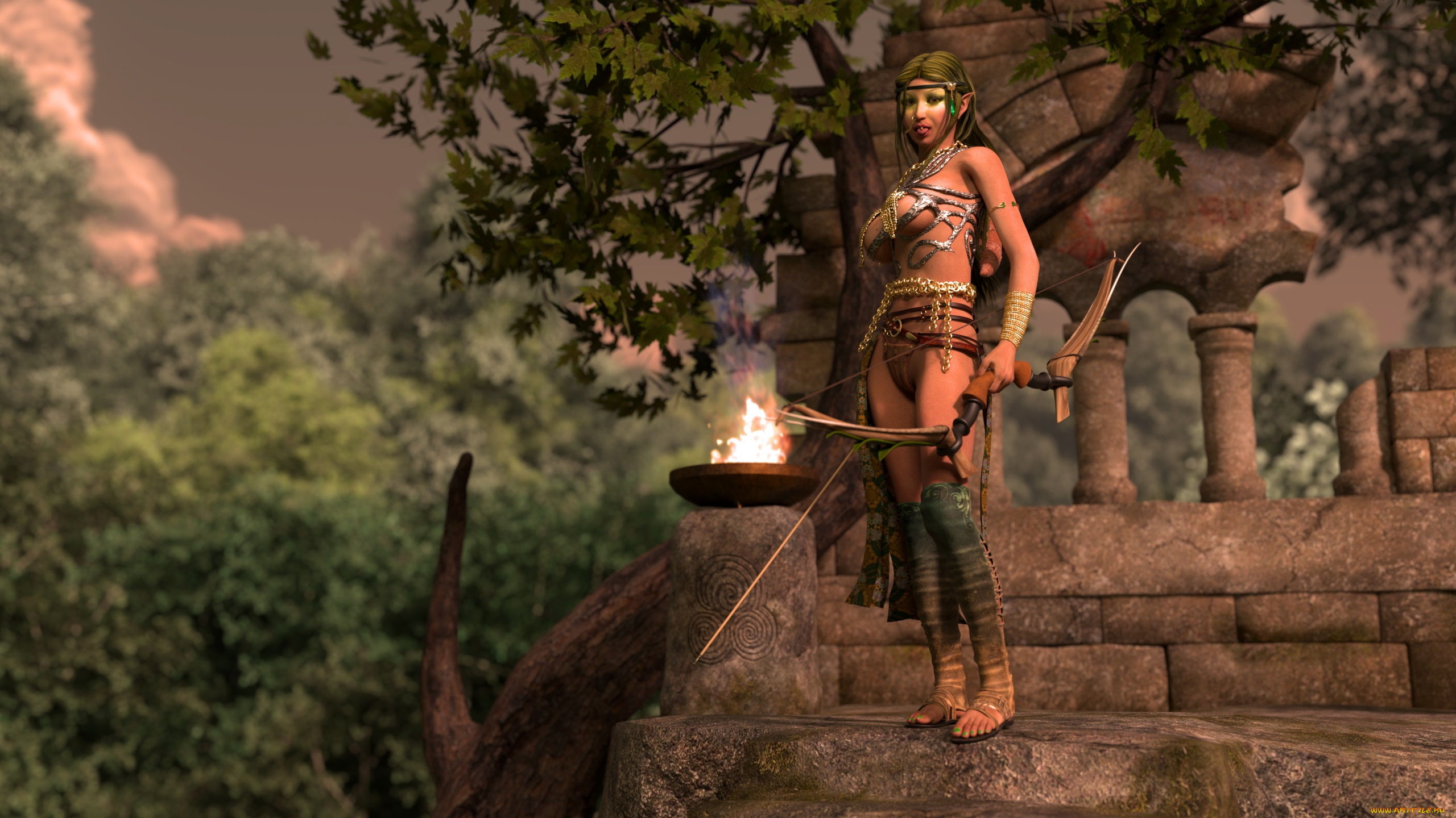 3д, графика, elves, эльфы, эльфийка