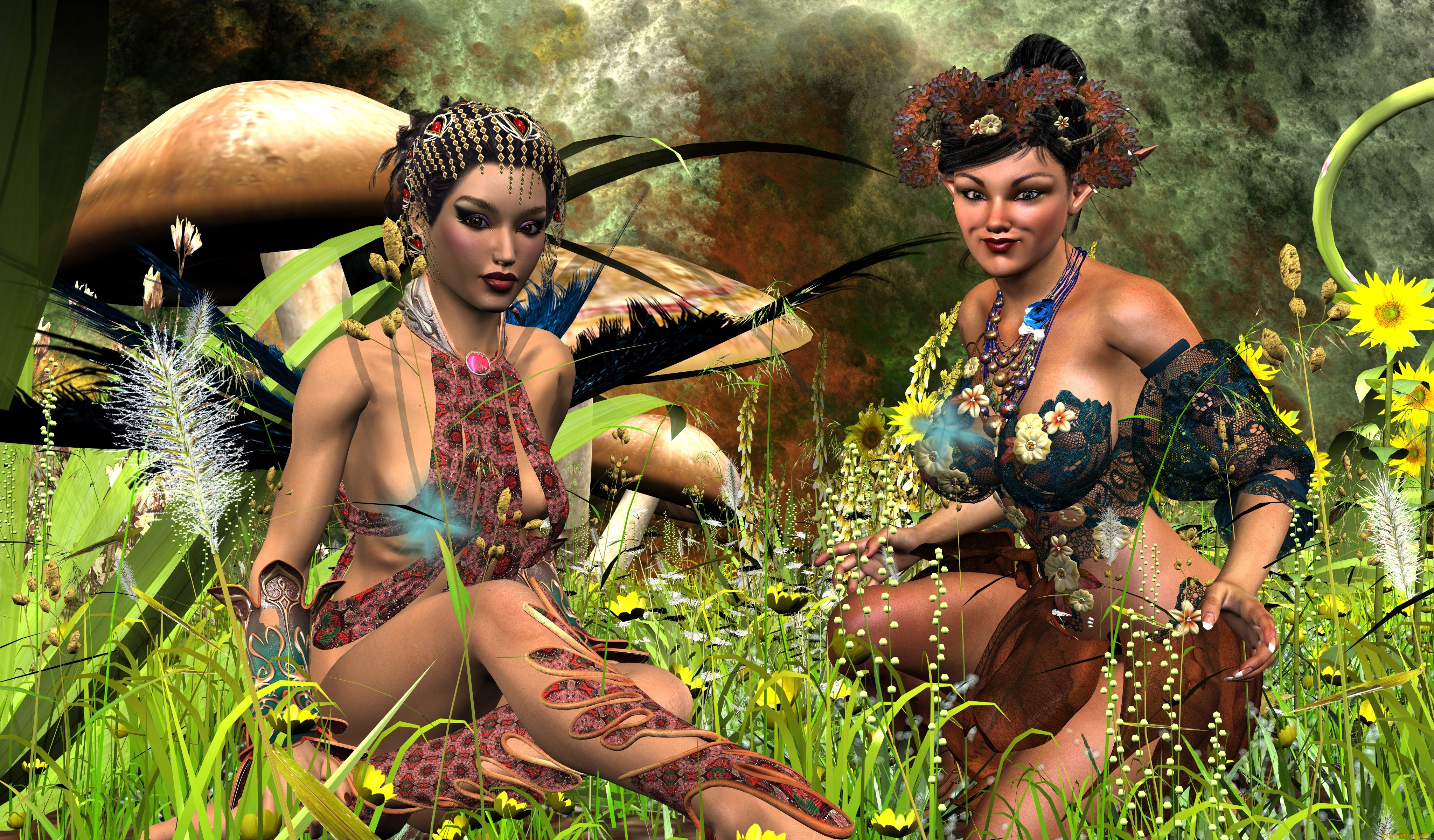3д, графика, elves, эльфы, эльфийки