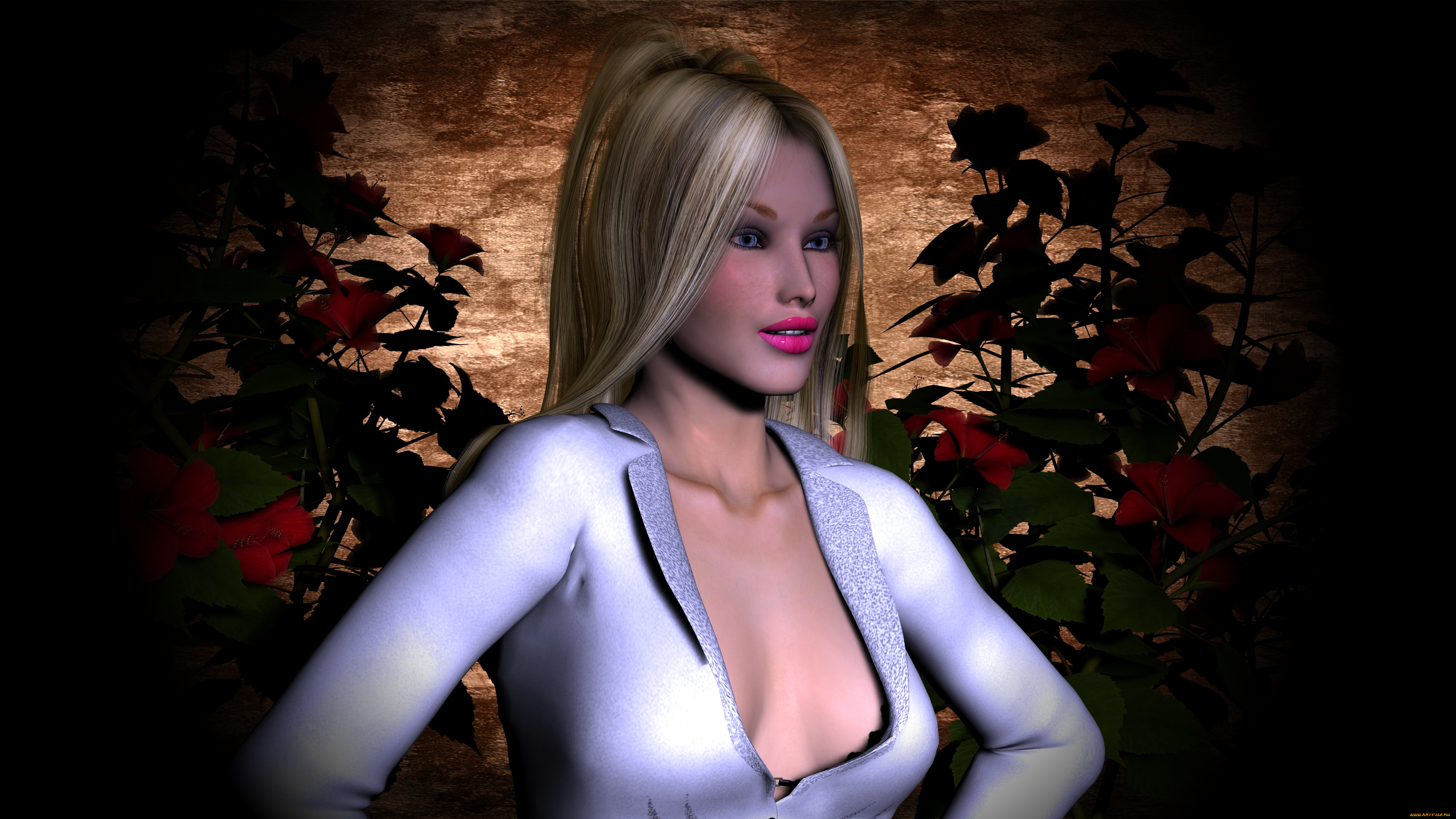 3д, графика, people, люди, девушка, цветы