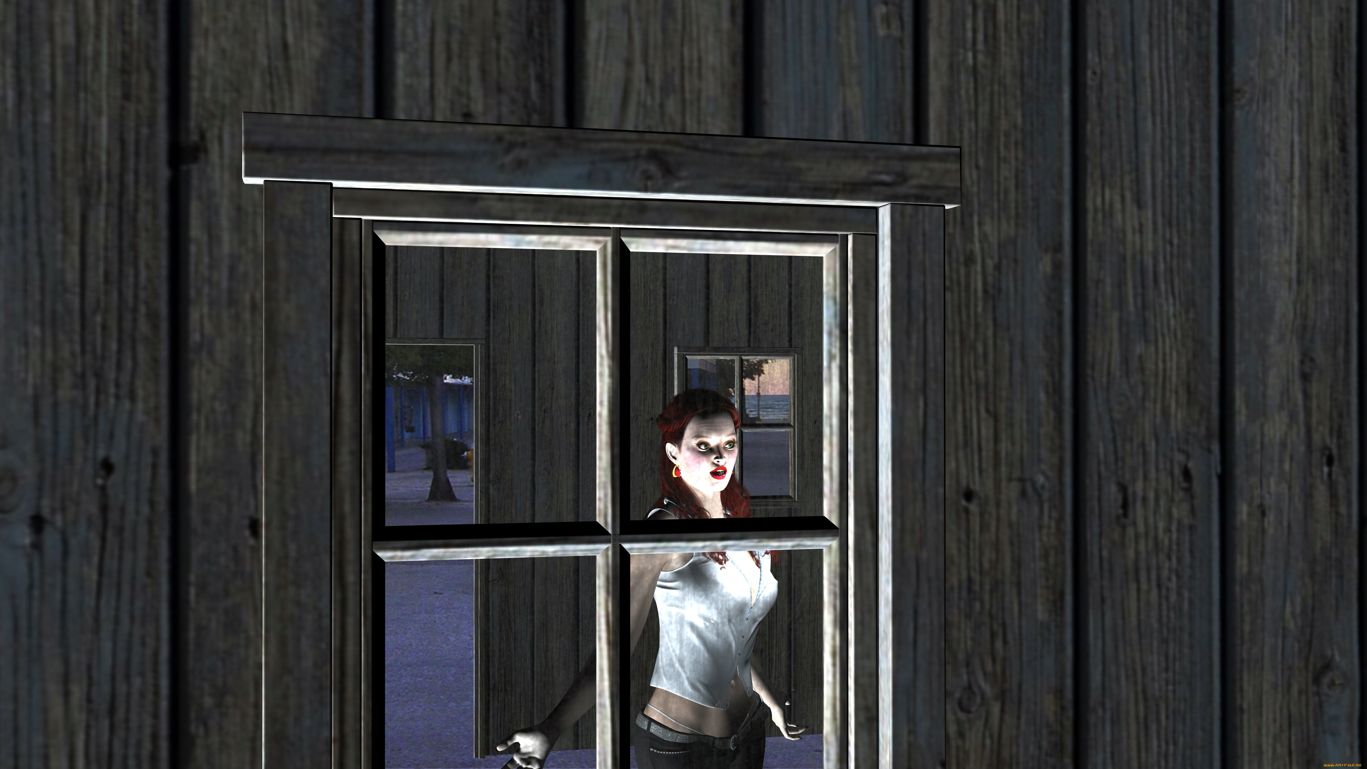 3д, графика, people, люди, окно, девушка