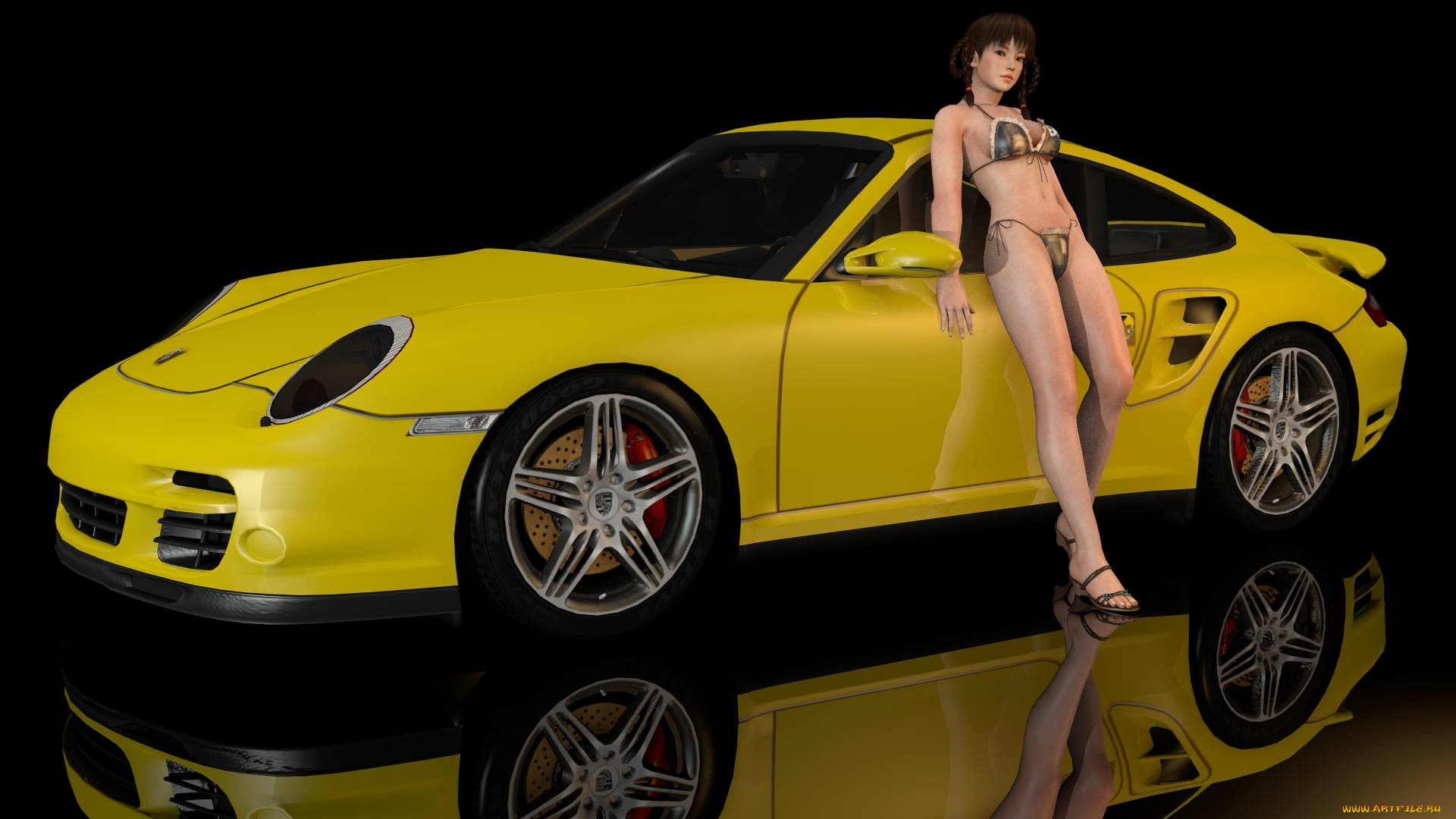 автомобили, 3d, car&girl, автомобиль, девушка