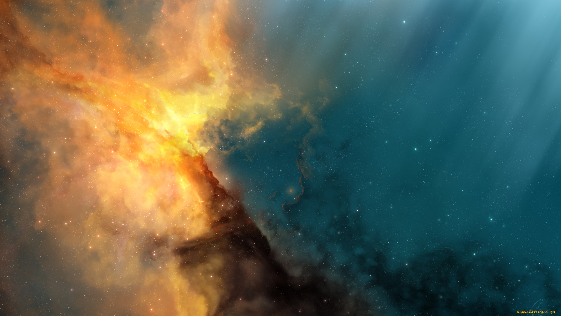 космос, галактики, туманности, арт, лучи, туманность, звёзды, joejesus