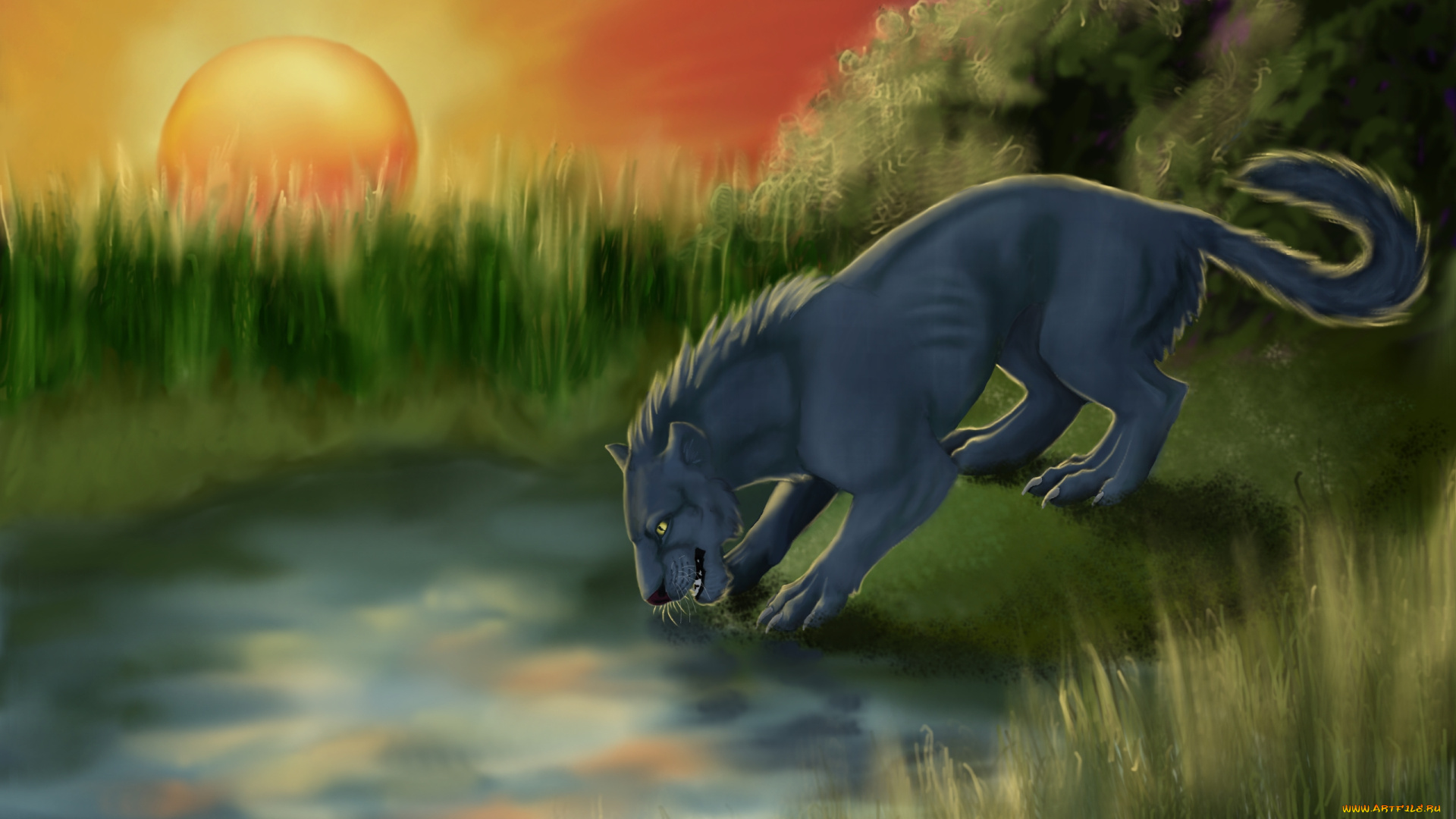 рисованные, животные, , сказочные, , мифические, вода, поле