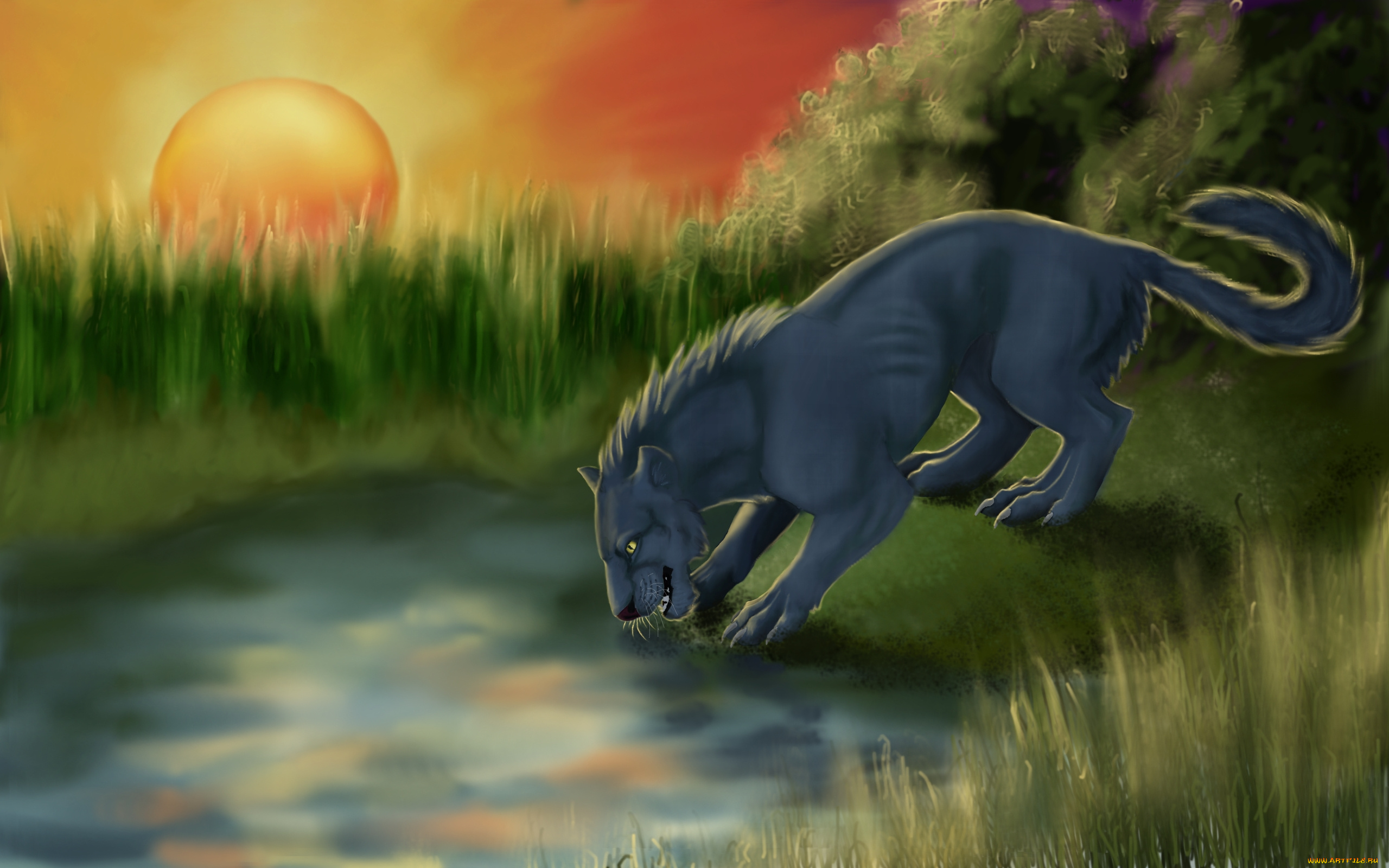 рисованные, животные, , сказочные, , мифические, вода, поле