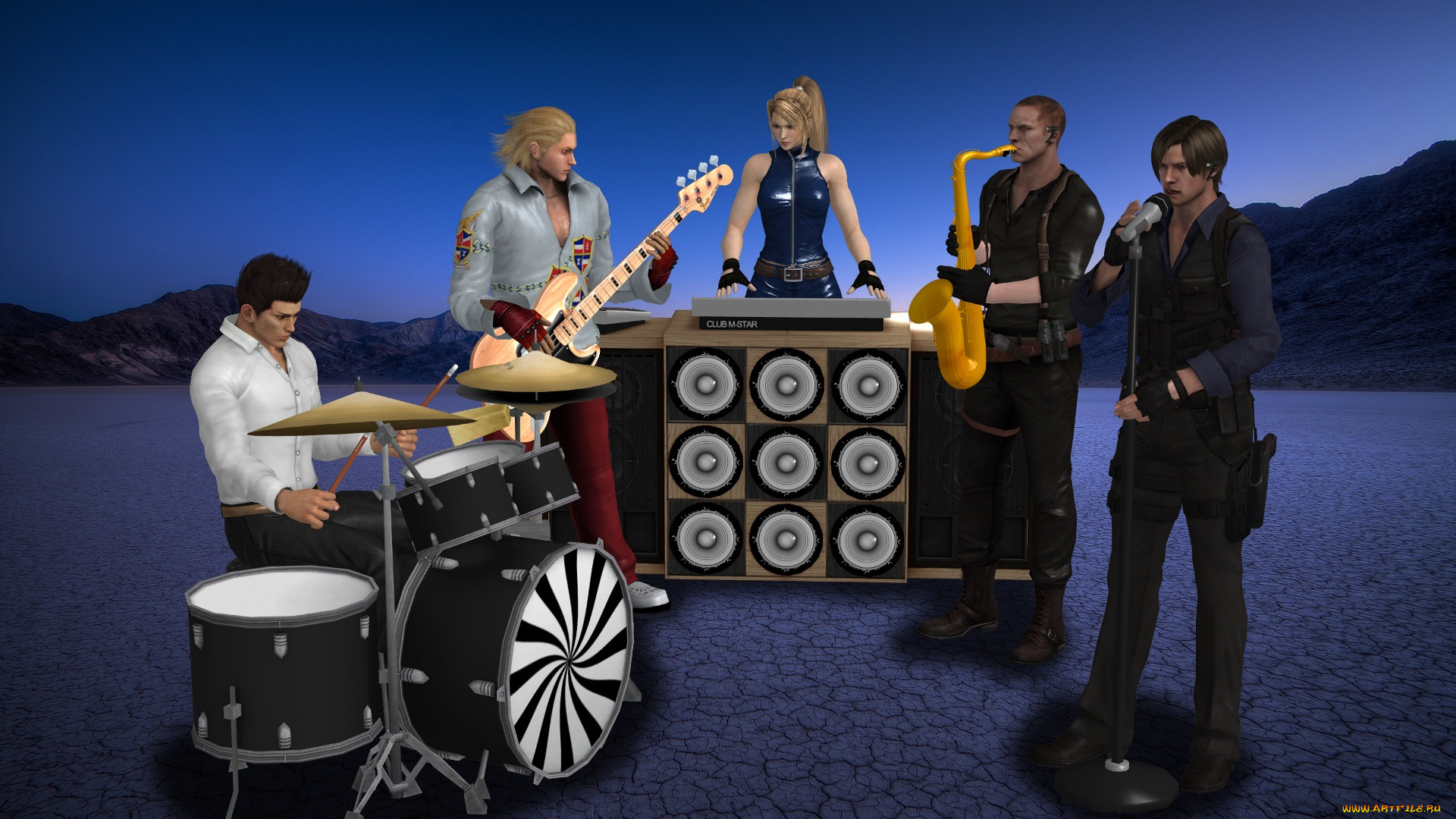 3д, графика, аниме, , anime, фон, взгляд, девушка, ансамбль, парни