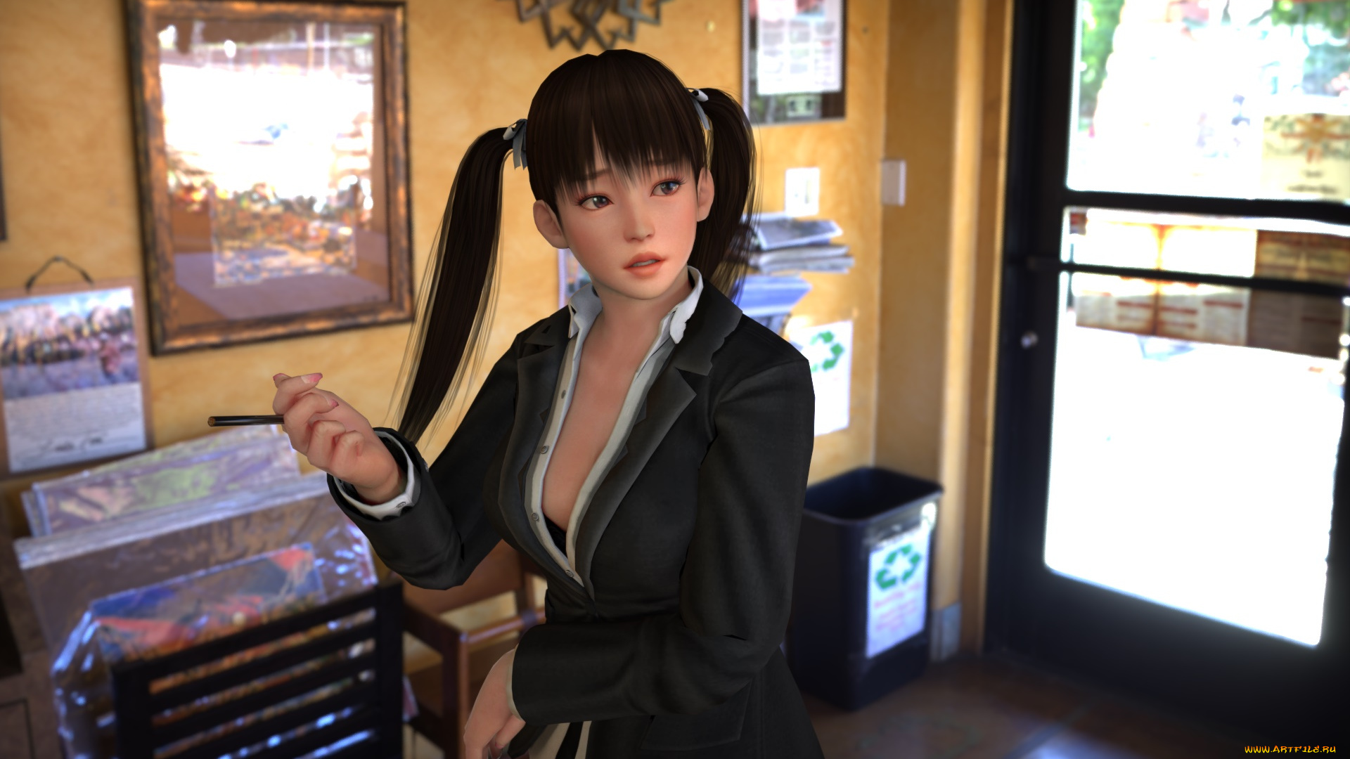 3д, графика, аниме, , anime, взгляд, фон, девушка