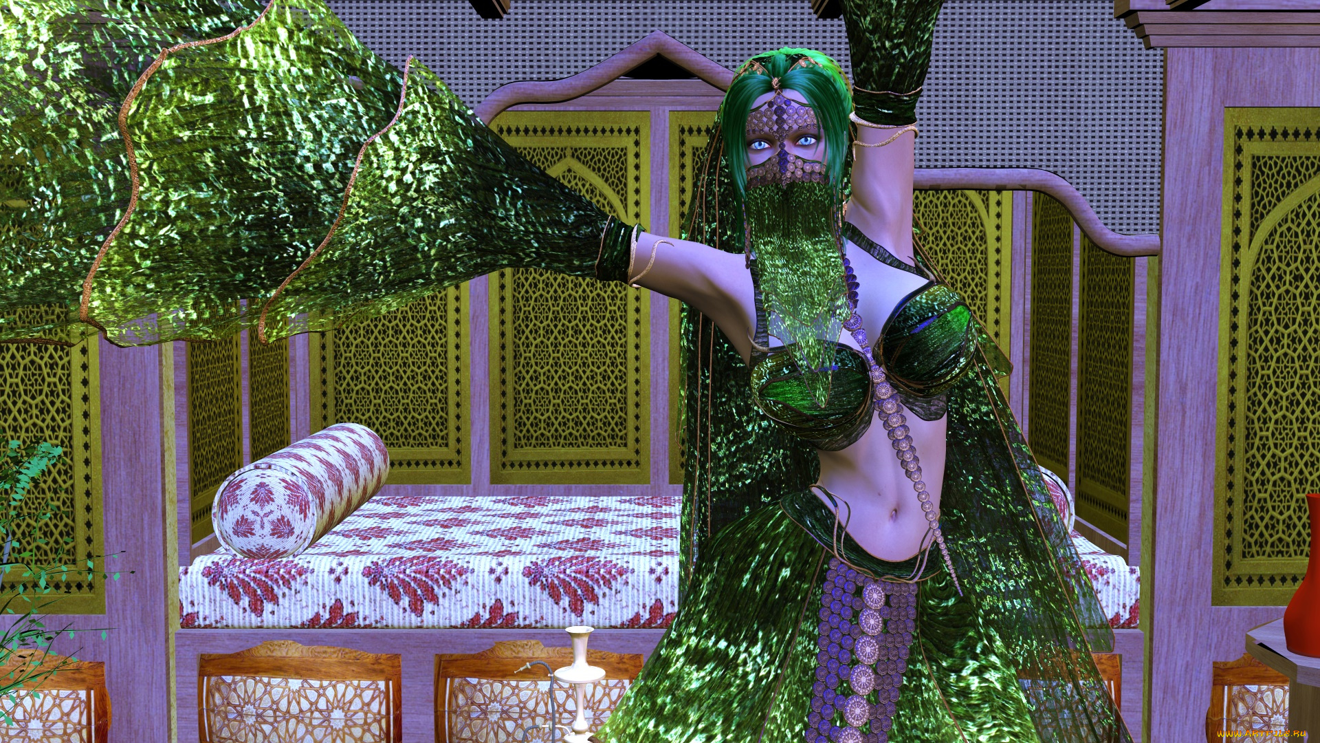 3д, графика, люди, , people, кровать, танец, фон, взгляд, девушка