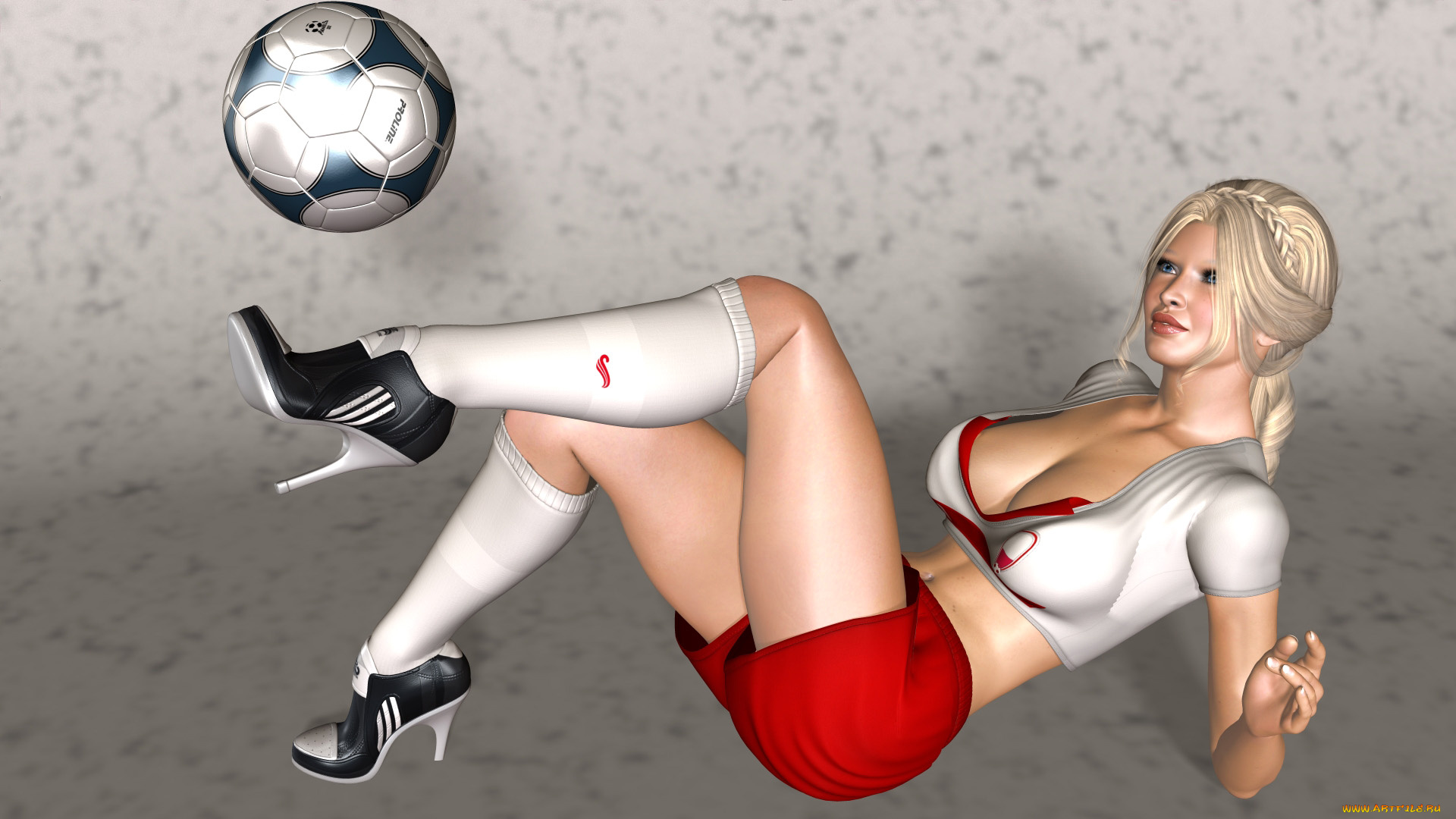 3д, графика, люди, , people, мяч, фон, взгляд, девушка