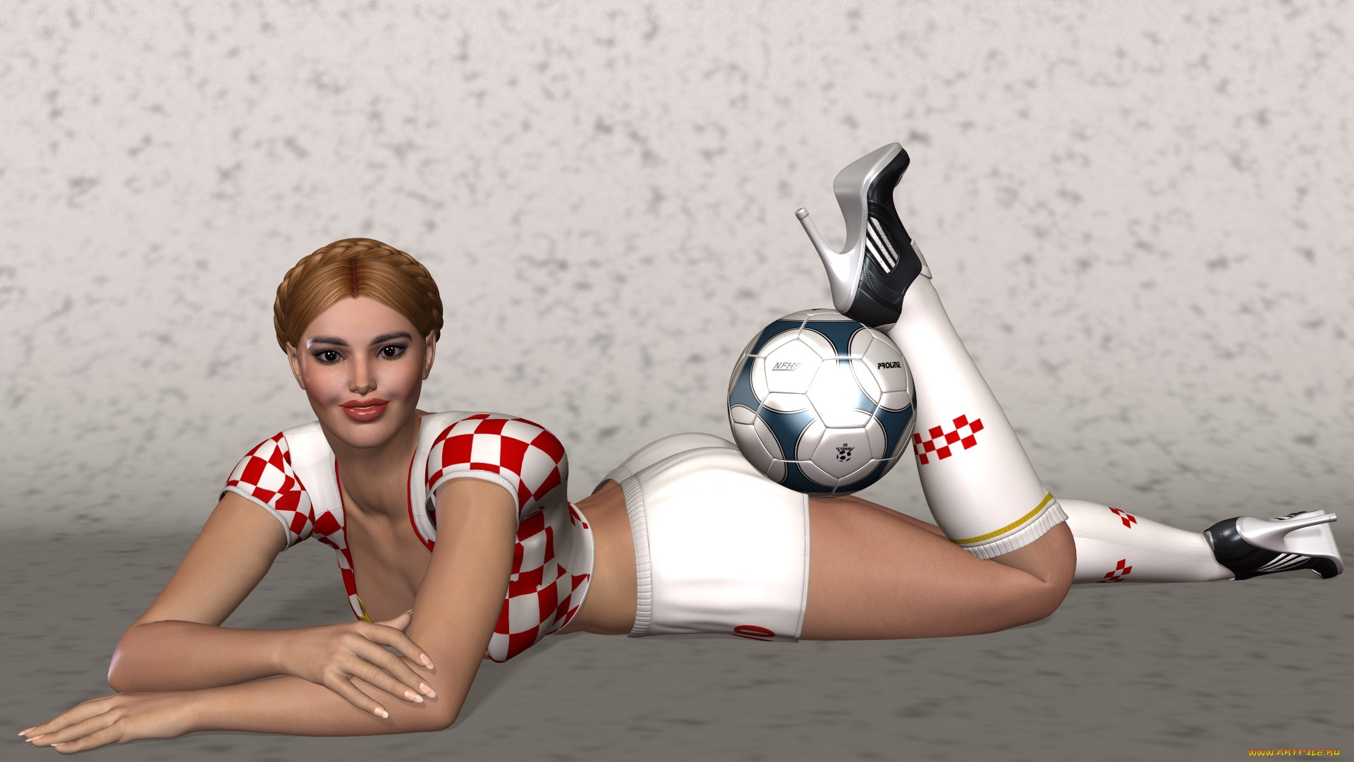 3д, графика, люди, , people, мяч, фон, взгляд, девушка