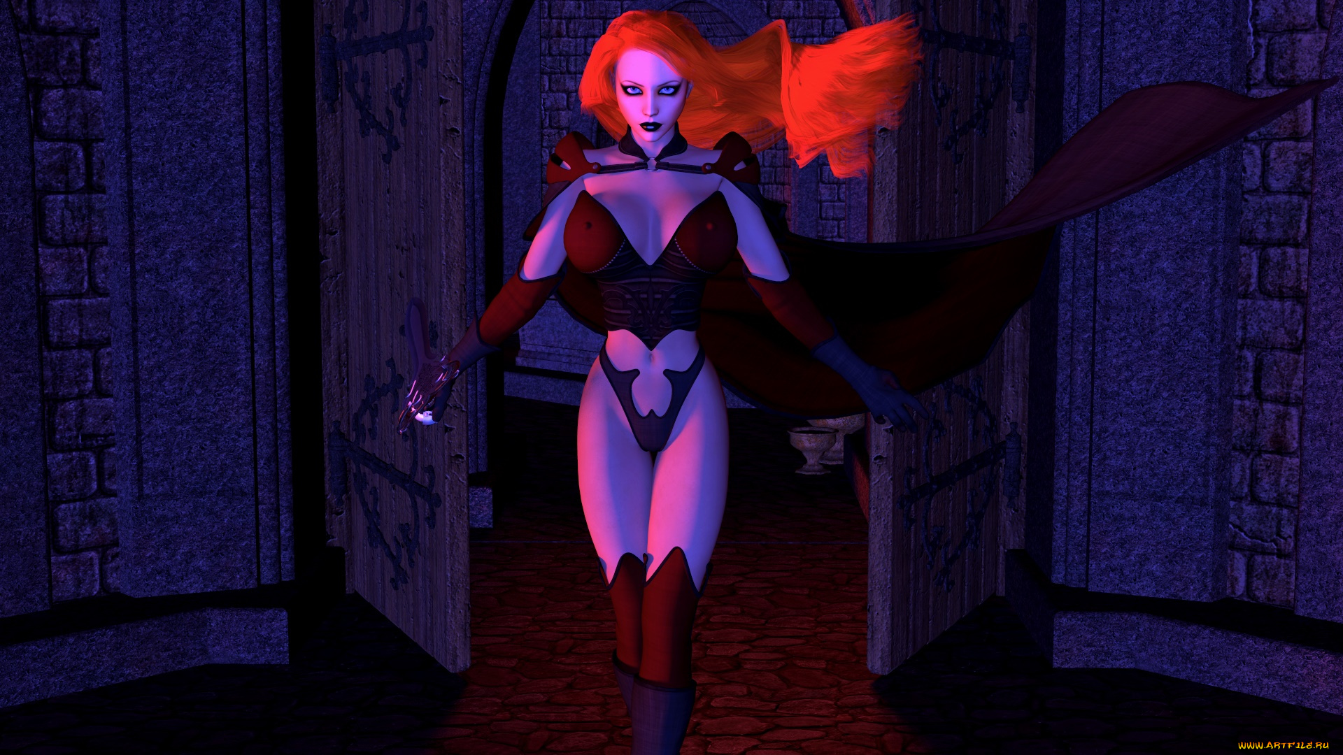 3д, графика, люди, , people, рыжая, фон, взгляд, девушка