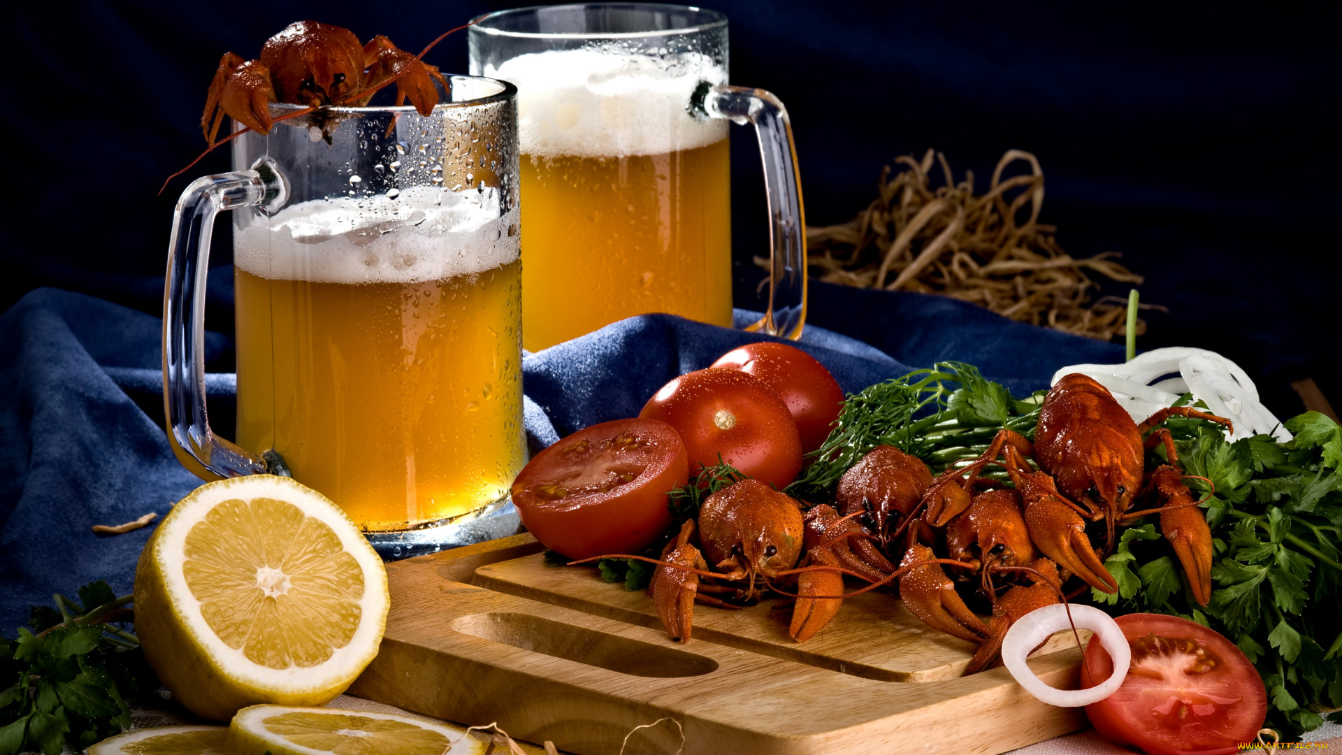 еда, напитки, , пиво, пиво, бока, раки, помидоры, лимон