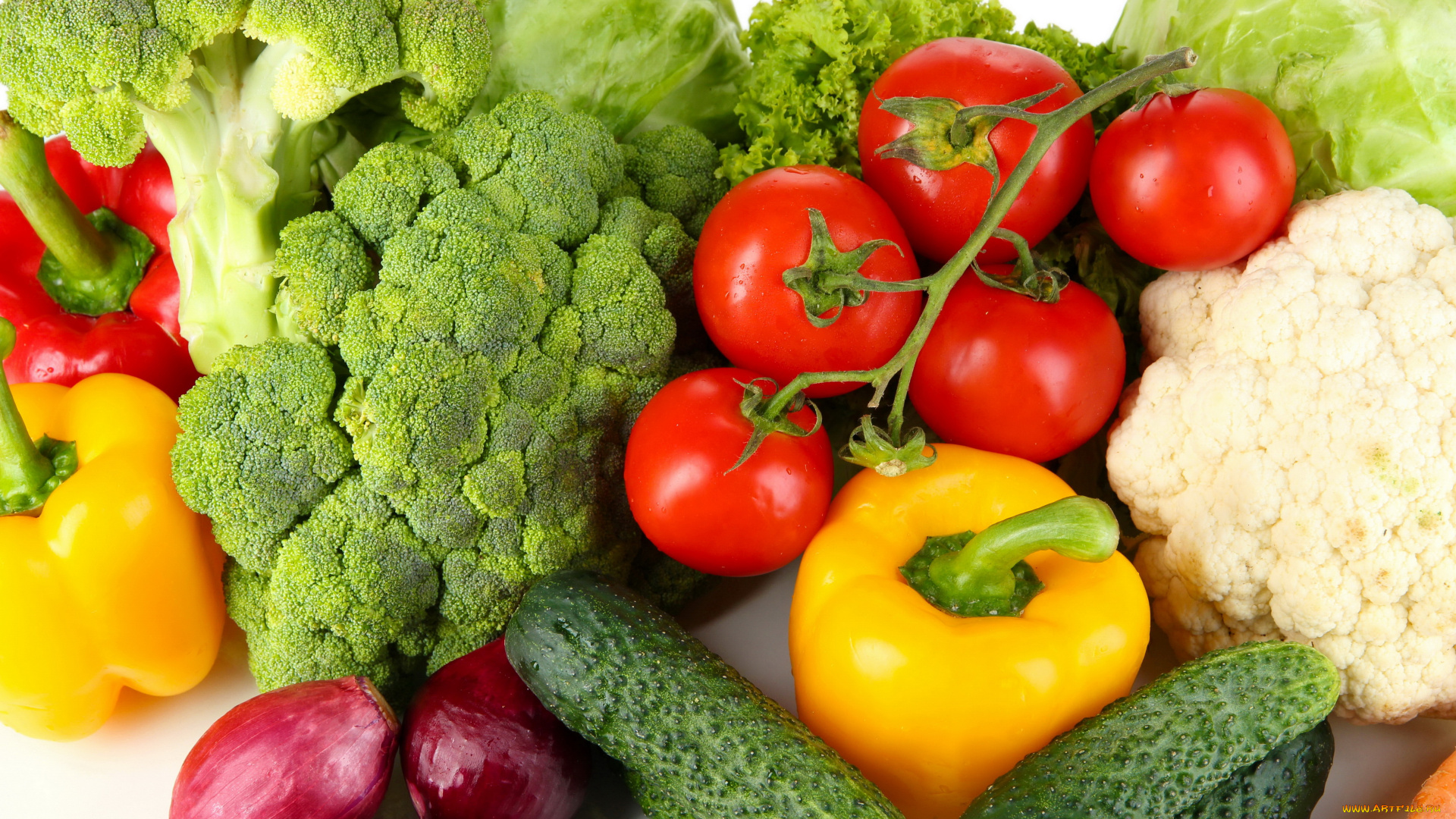 еда, овощи, лук, капуста, огурцы, помидоры, перец, томаты